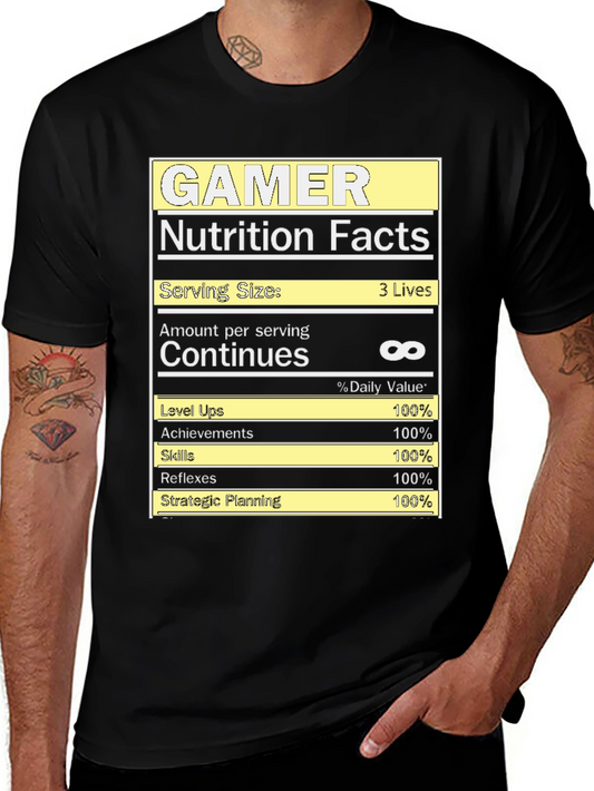 Gamer Nutrition Facts T-Shirt - Funny Gaming Tee