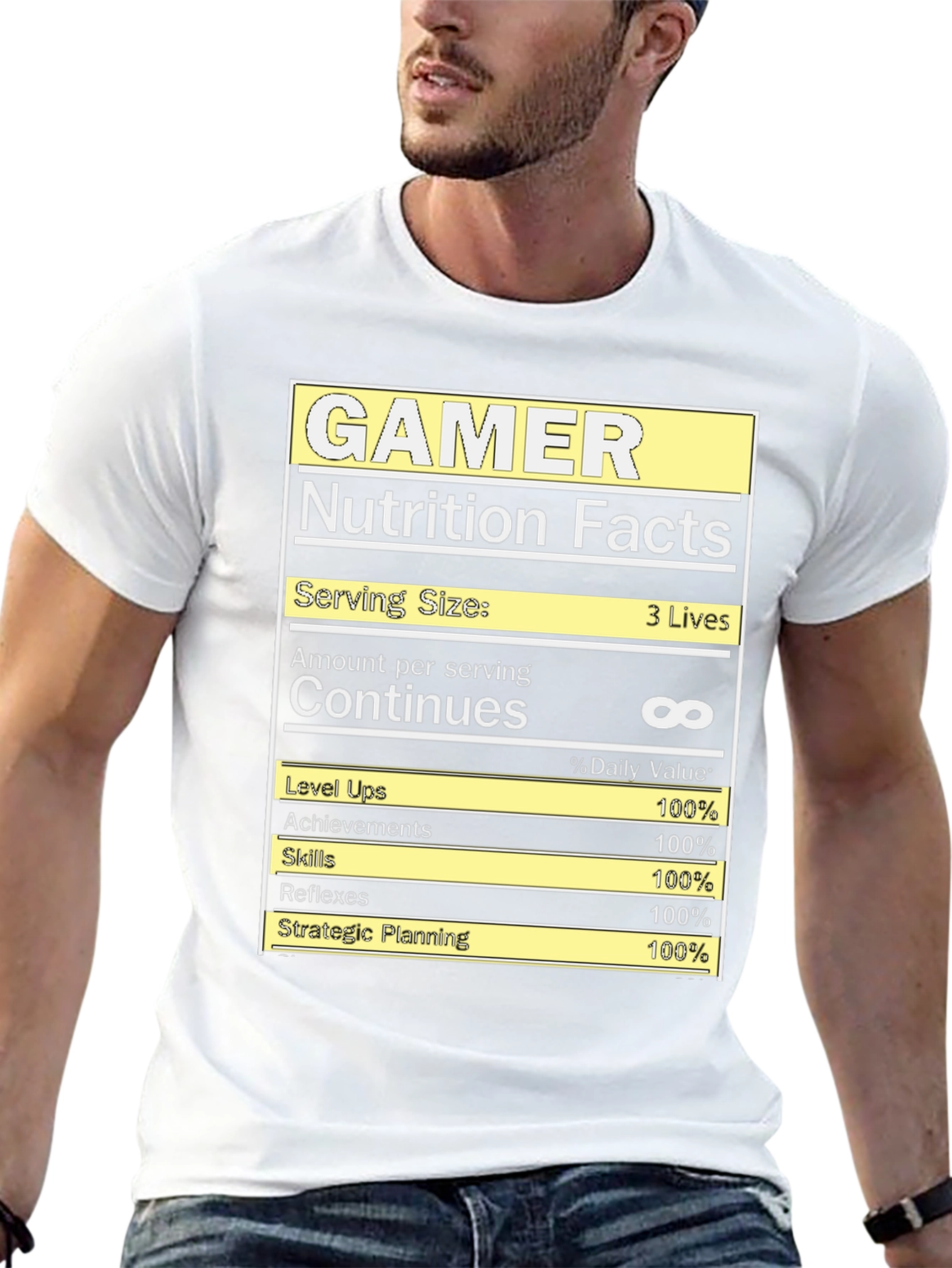 Gamer Nutrition Facts T-Shirt - Funny Gaming Tee