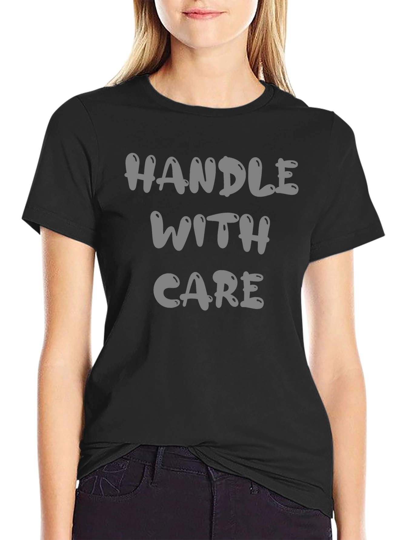 Handle With Care Black Graphic T-Shirt