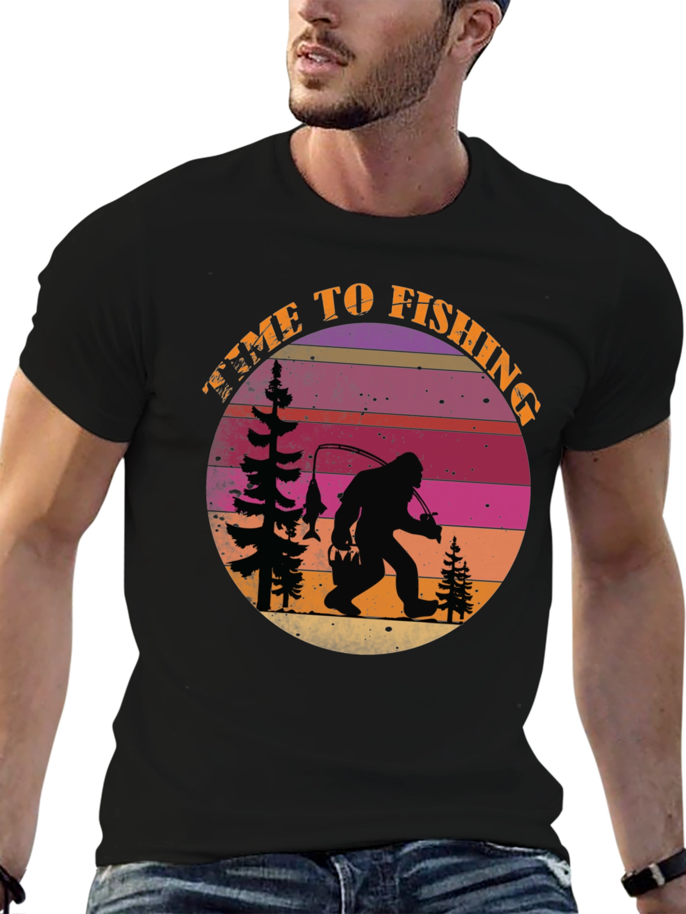 Time To Fishing Bigfoot T-Shirt