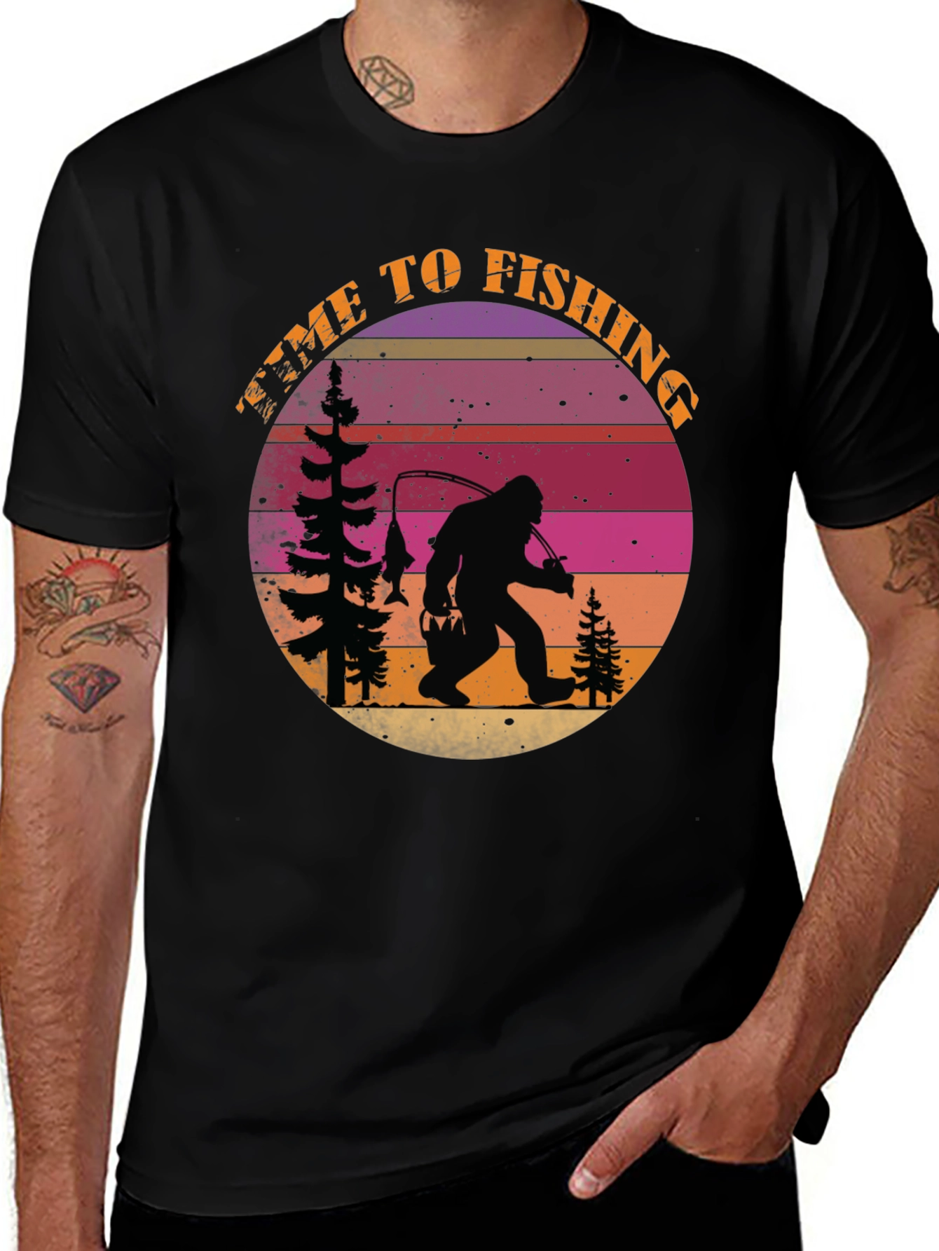 Time To Fishing Bigfoot T-Shirt