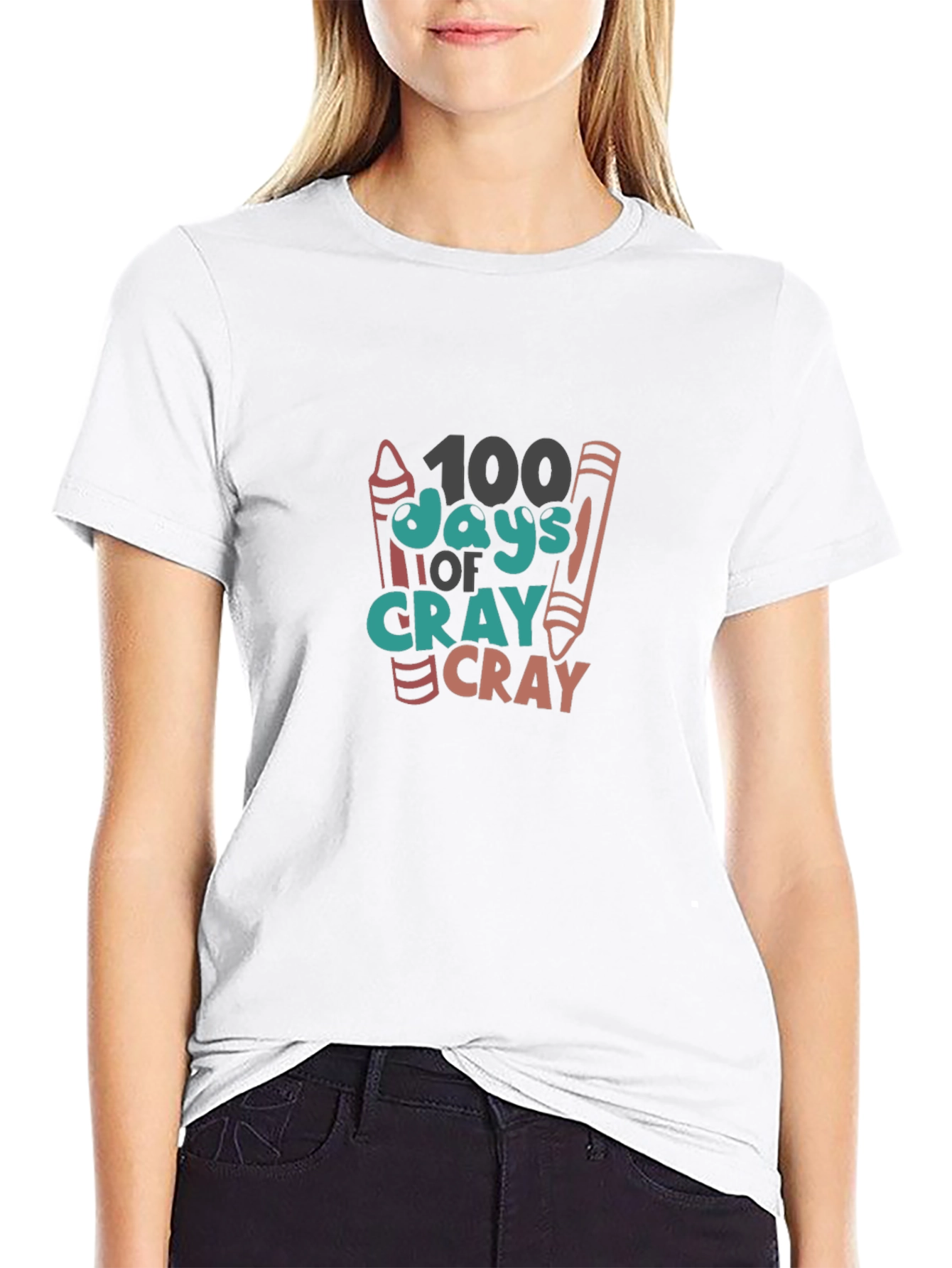 100 Days of School Crayon Graphic Tee