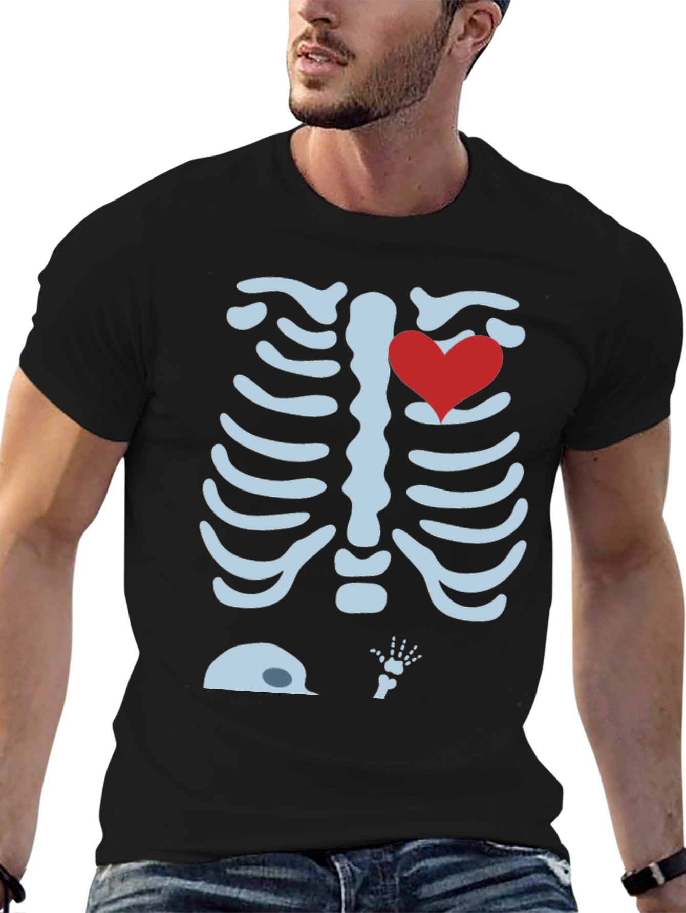 Skeleton Rib Cage Heart Halloween T-Shirt