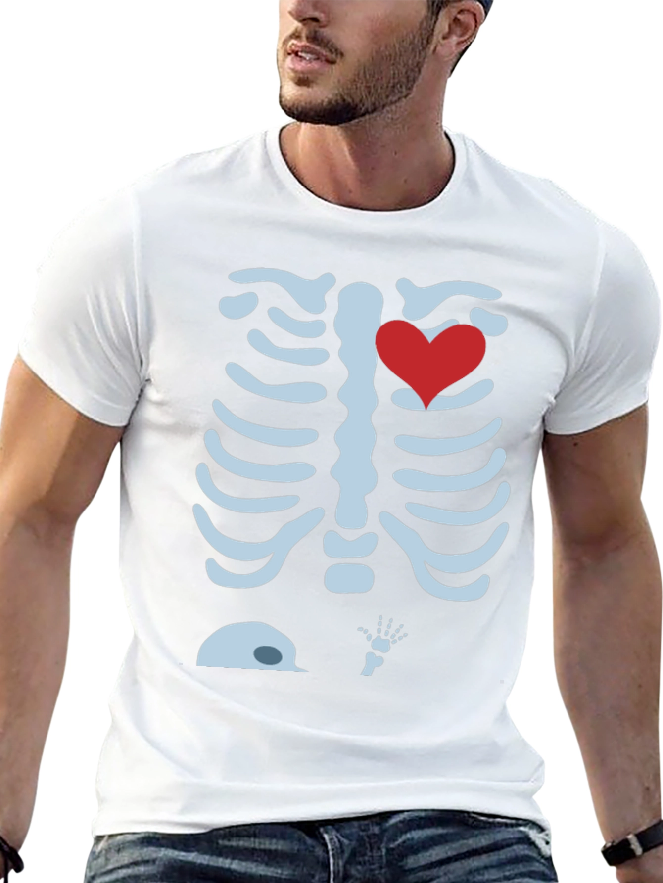 Skeleton Rib Cage Heart Halloween T-Shirt