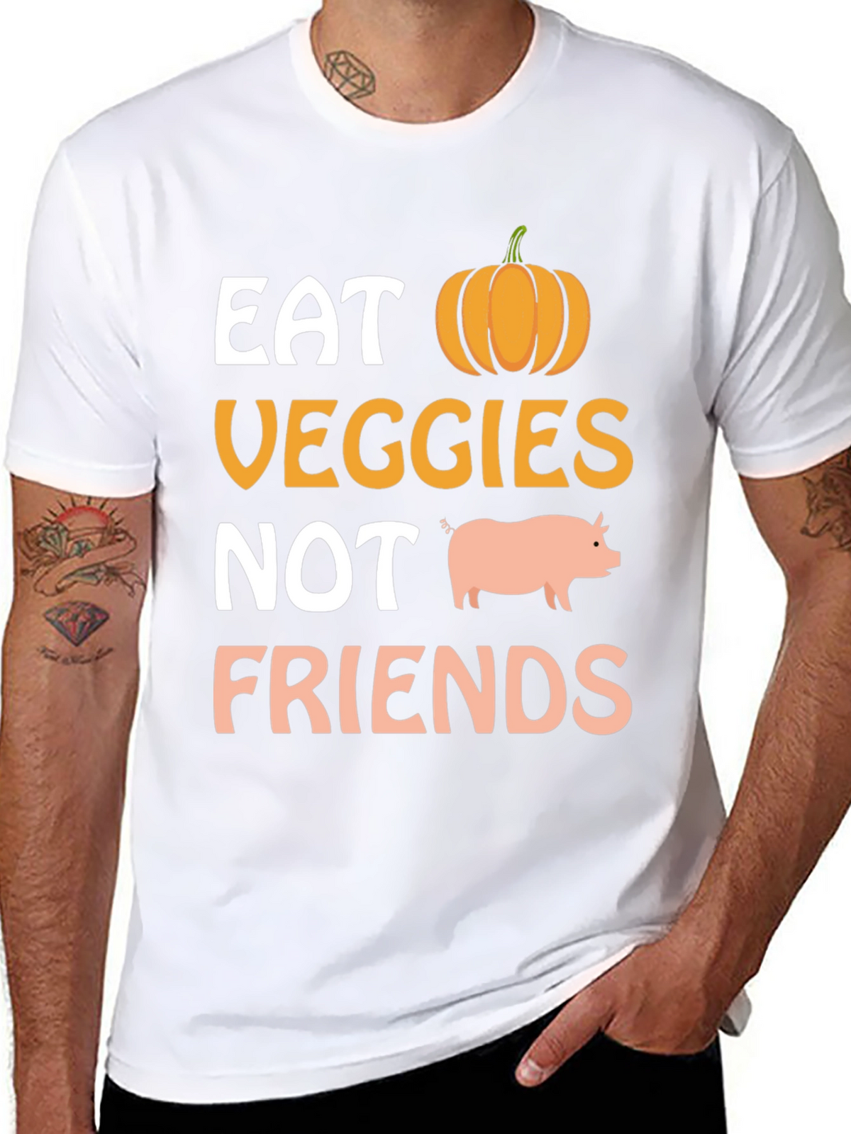 Eat Veggies Not Friends Vegan Graphic T-Shirt