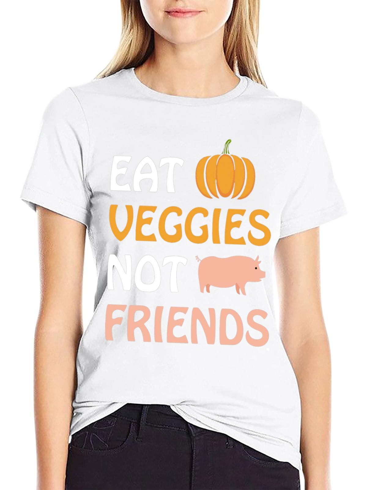 Eat Veggies Not Friends Vegan Graphic T-Shirt