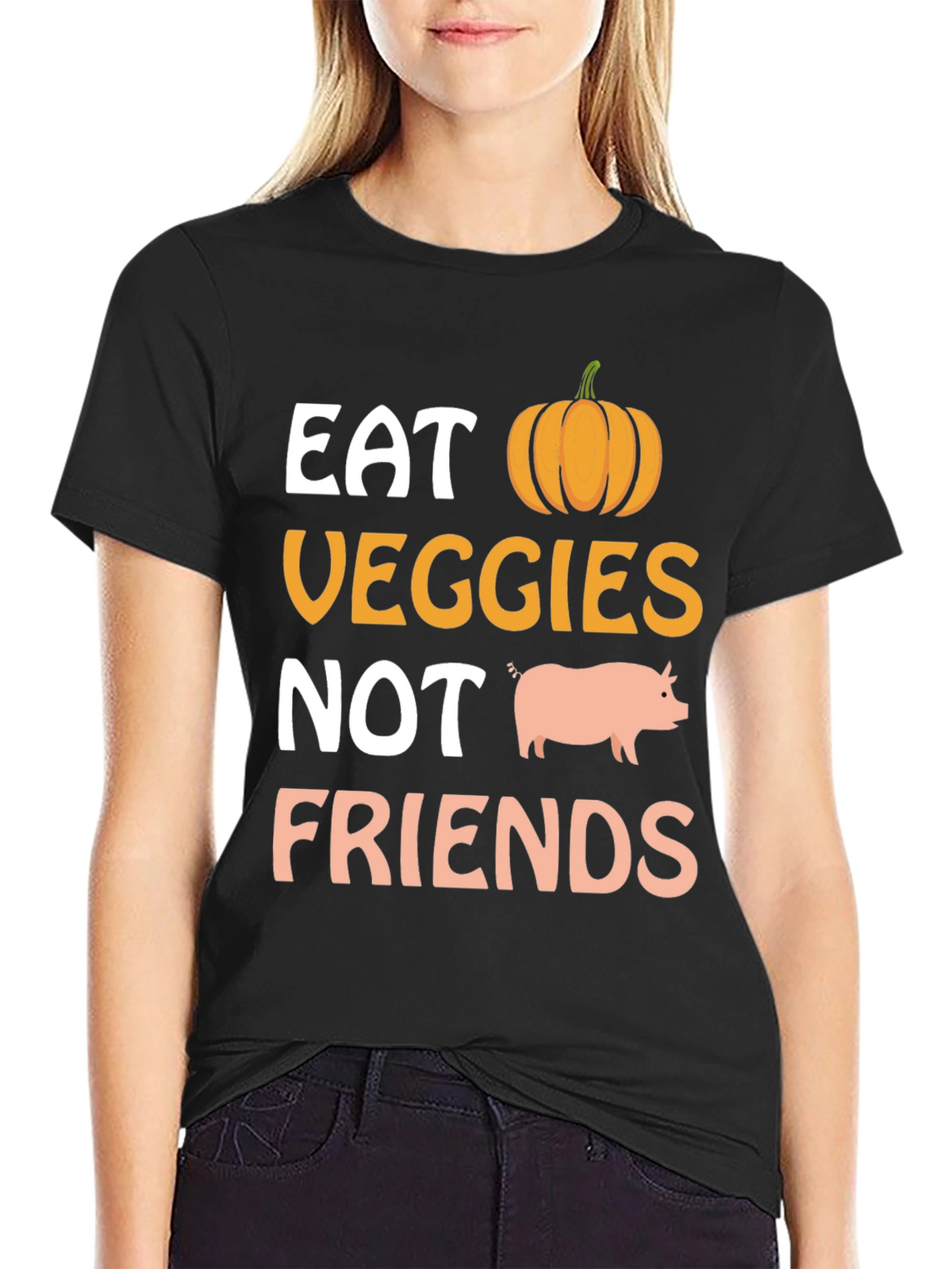 Eat Veggies Not Friends Vegan Graphic T-Shirt