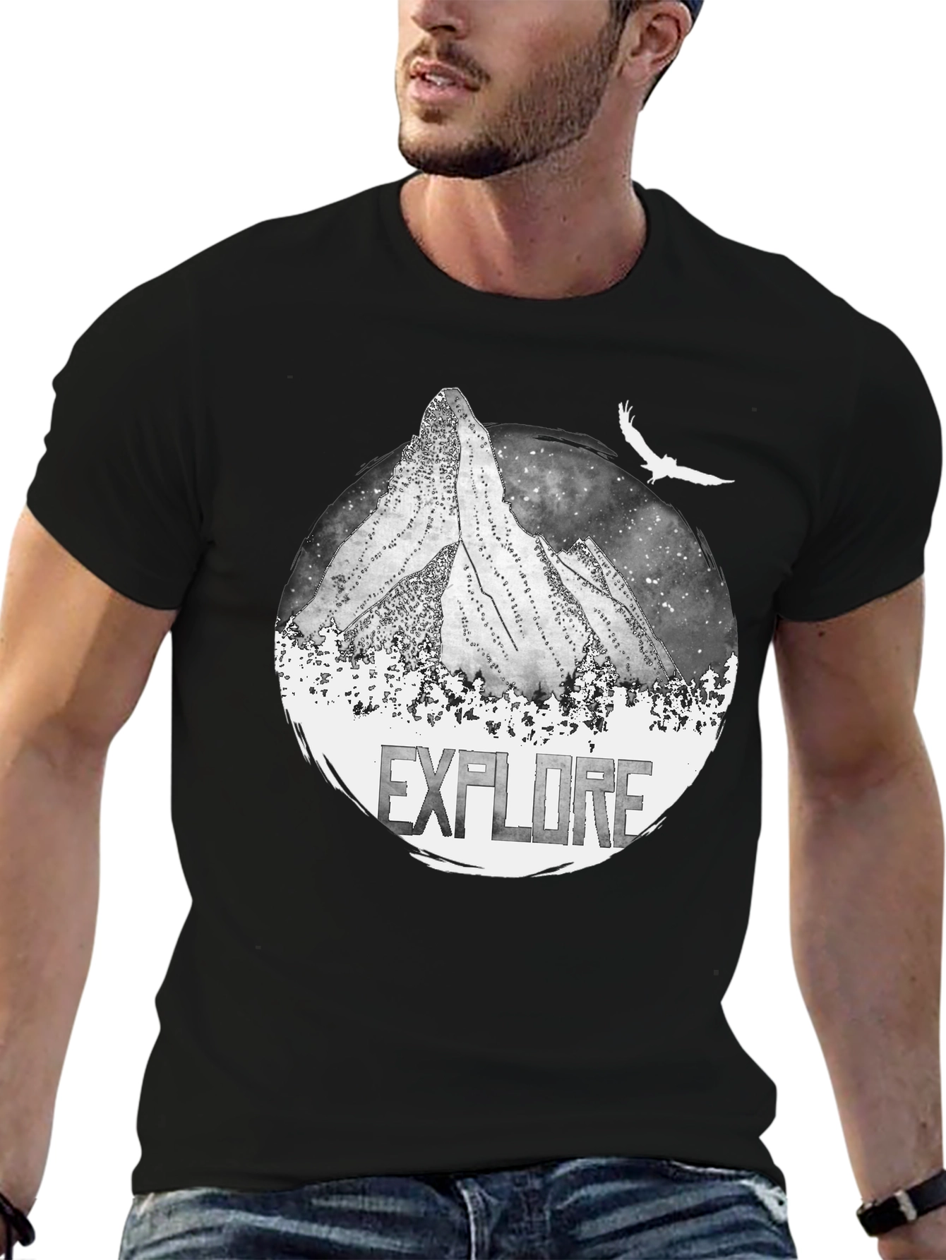 Explore Mountain Graphic Black T-Shirt