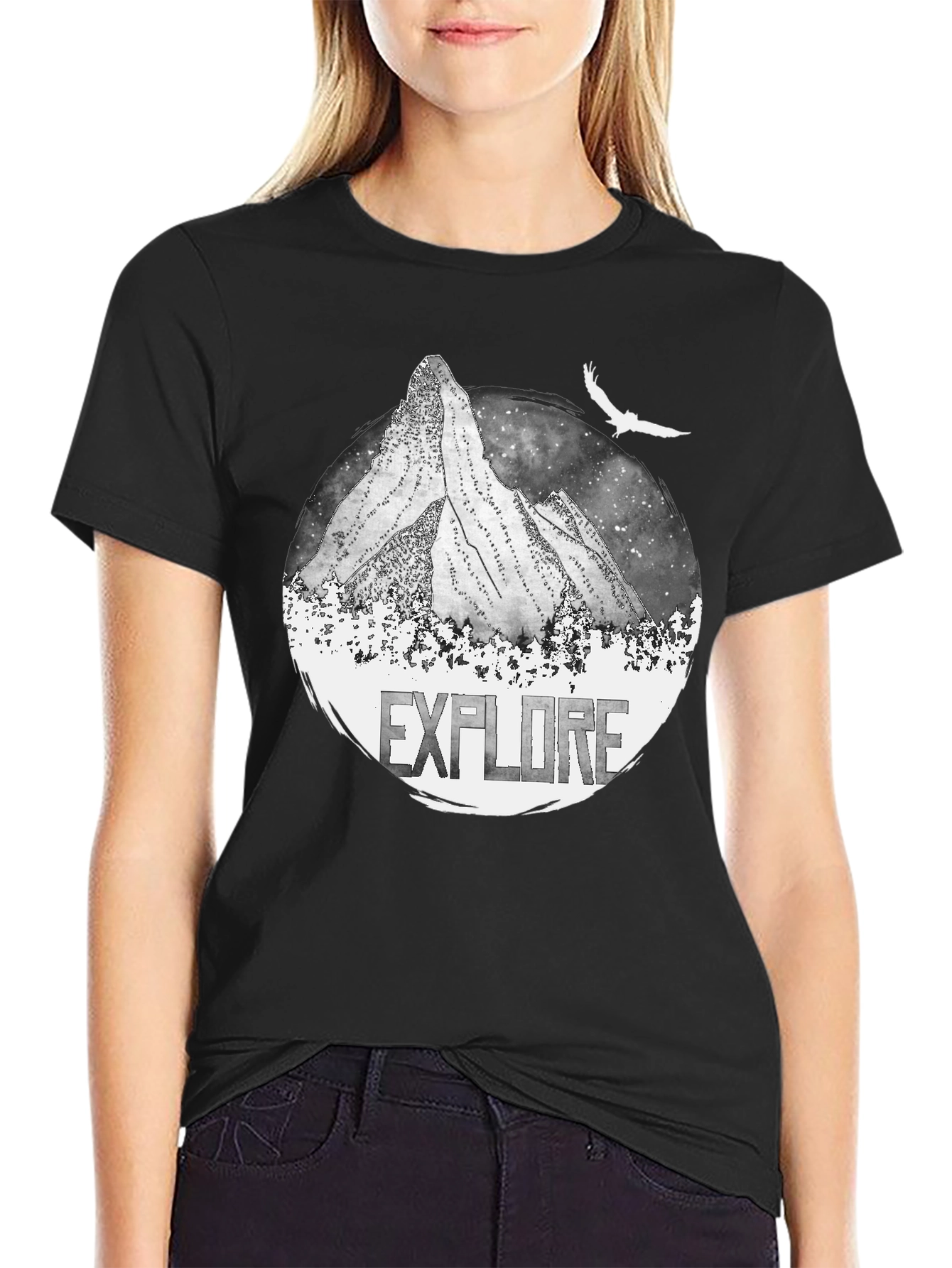 Explore Mountain Graphic Black T-Shirt