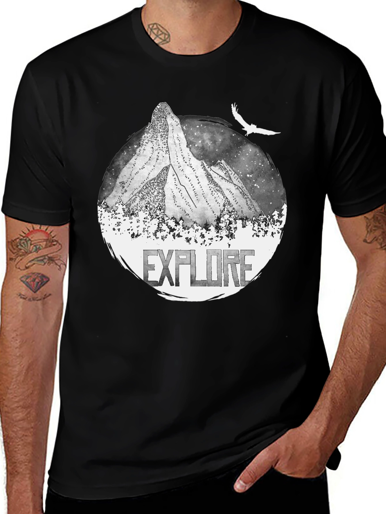 Explore Mountain Graphic Black T-Shirt