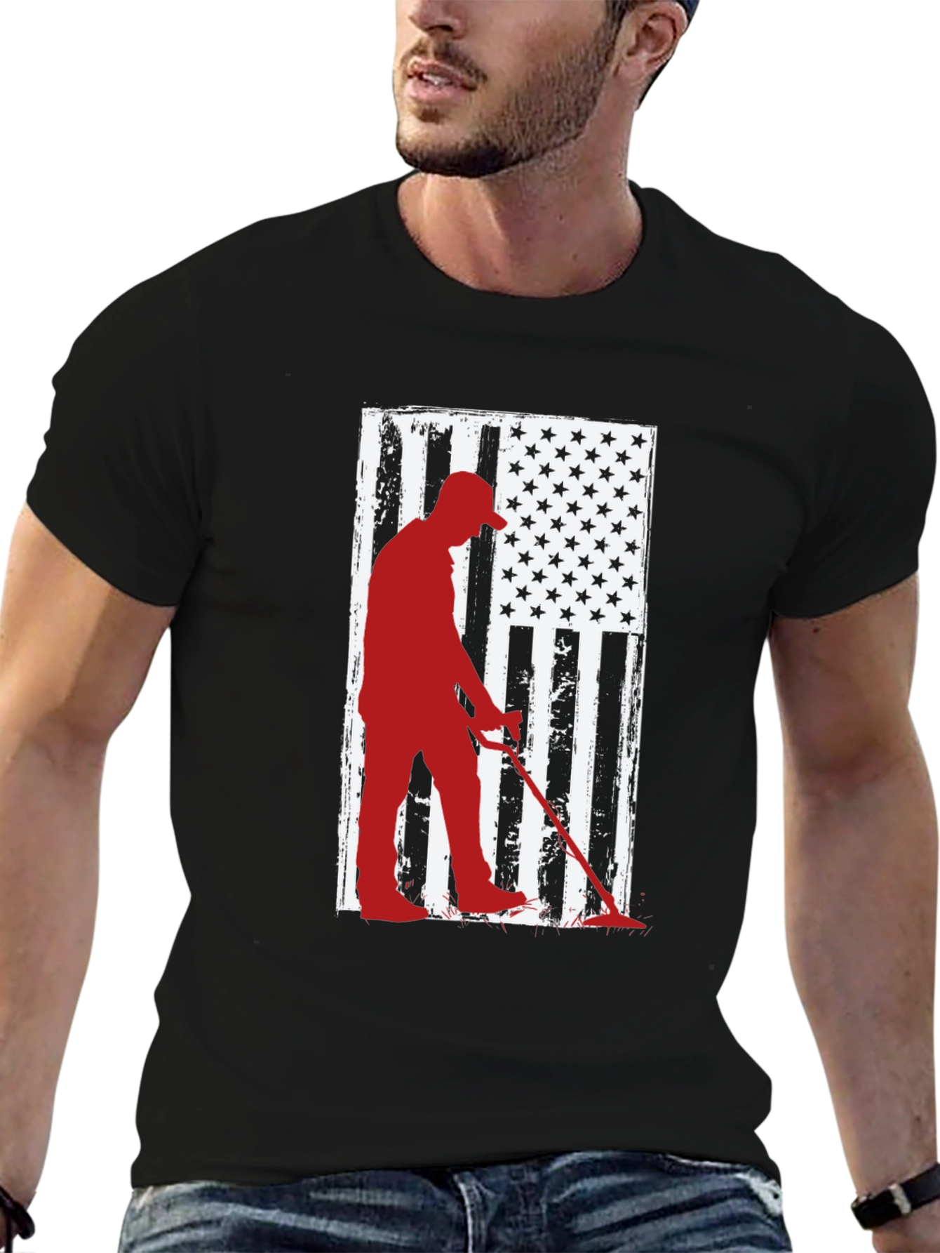Metal Detector American Flag Graphic Tee