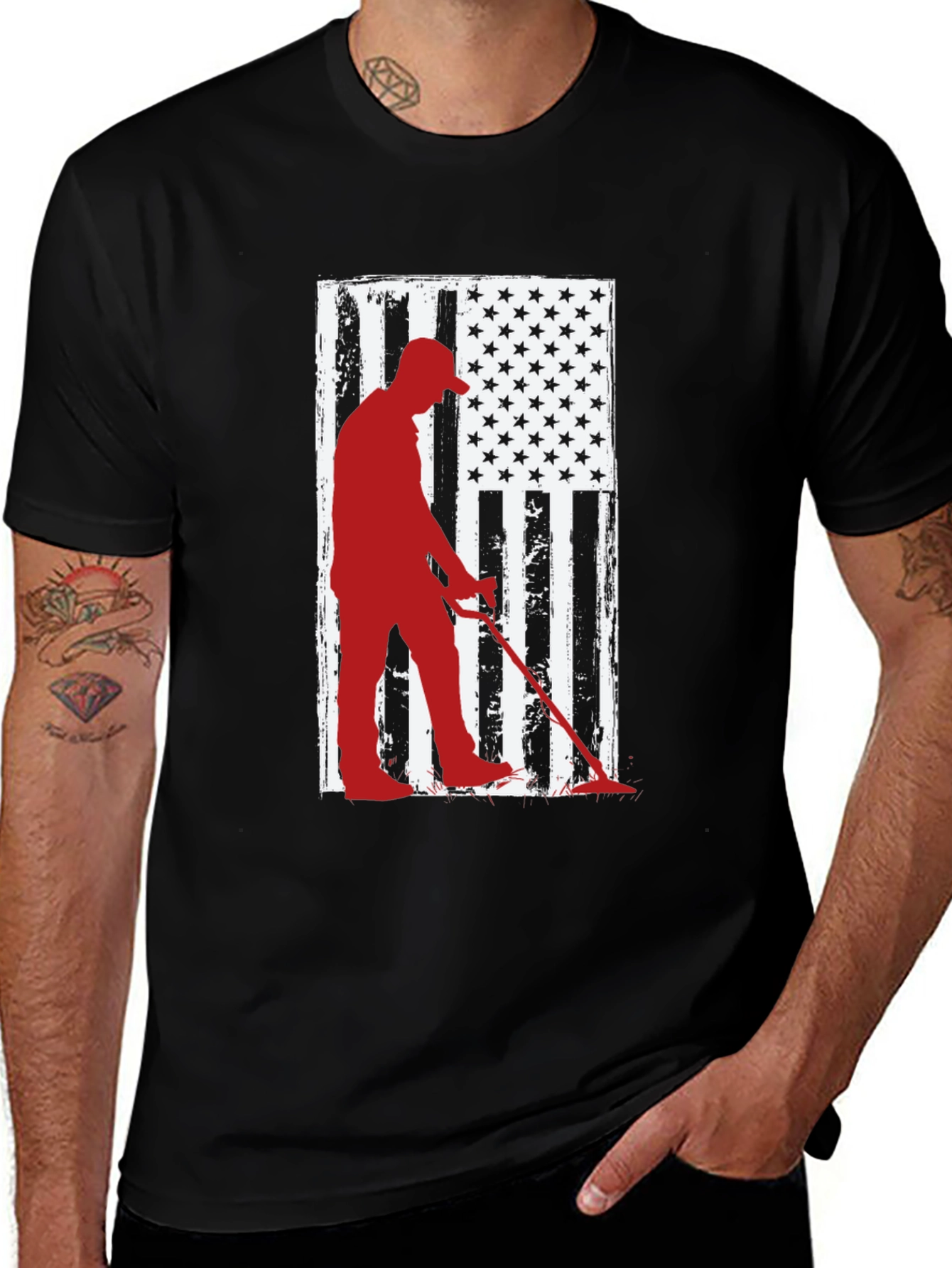 Metal Detector American Flag Graphic Tee