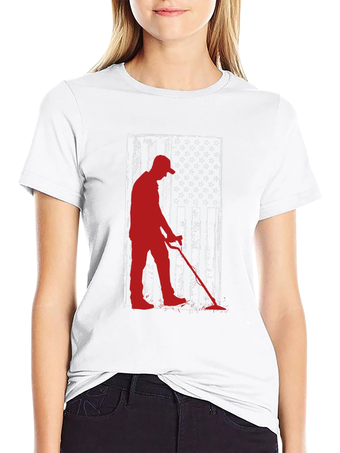 Metal Detector American Flag Graphic Tee