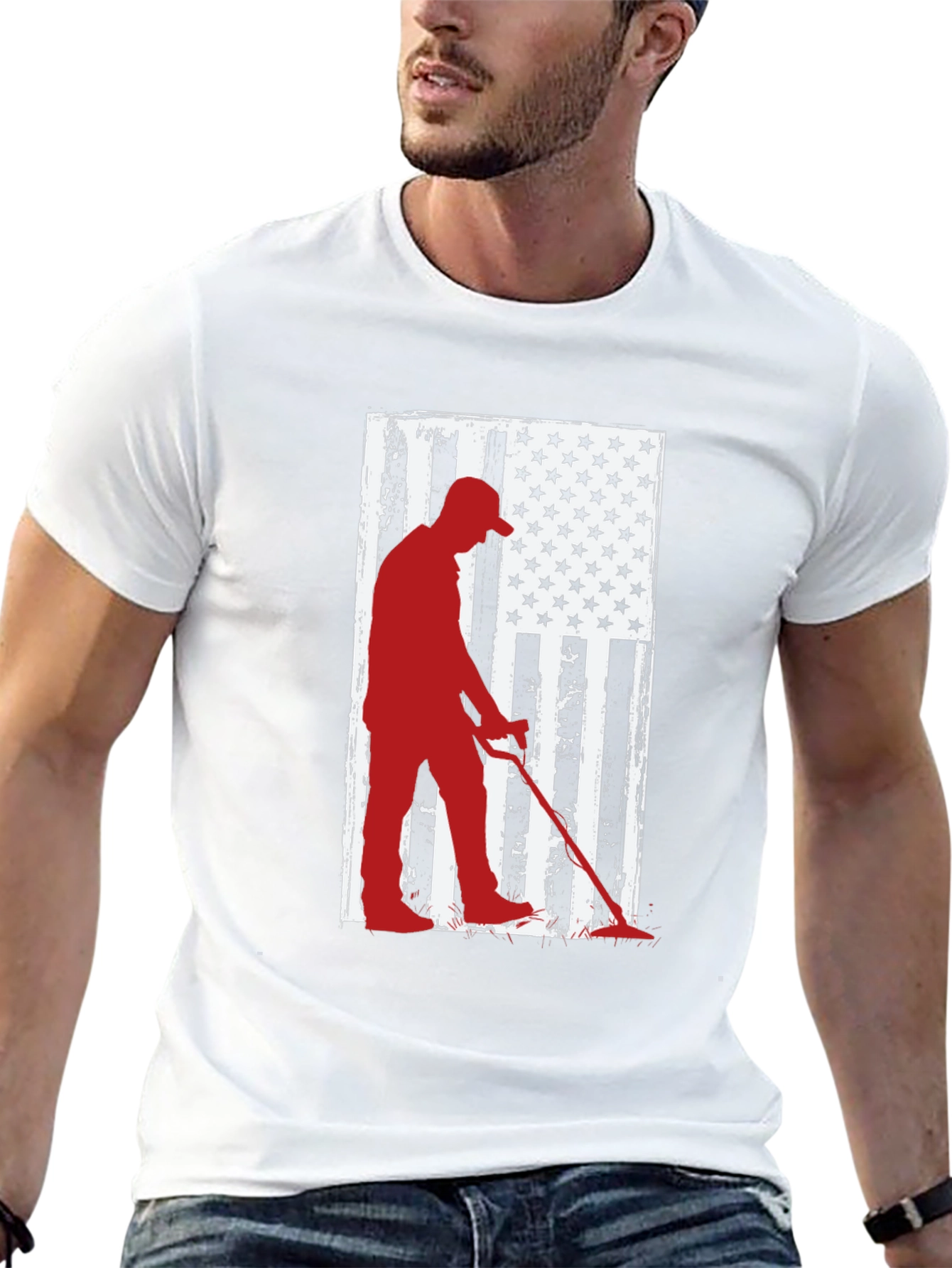 Metal Detector American Flag Graphic Tee