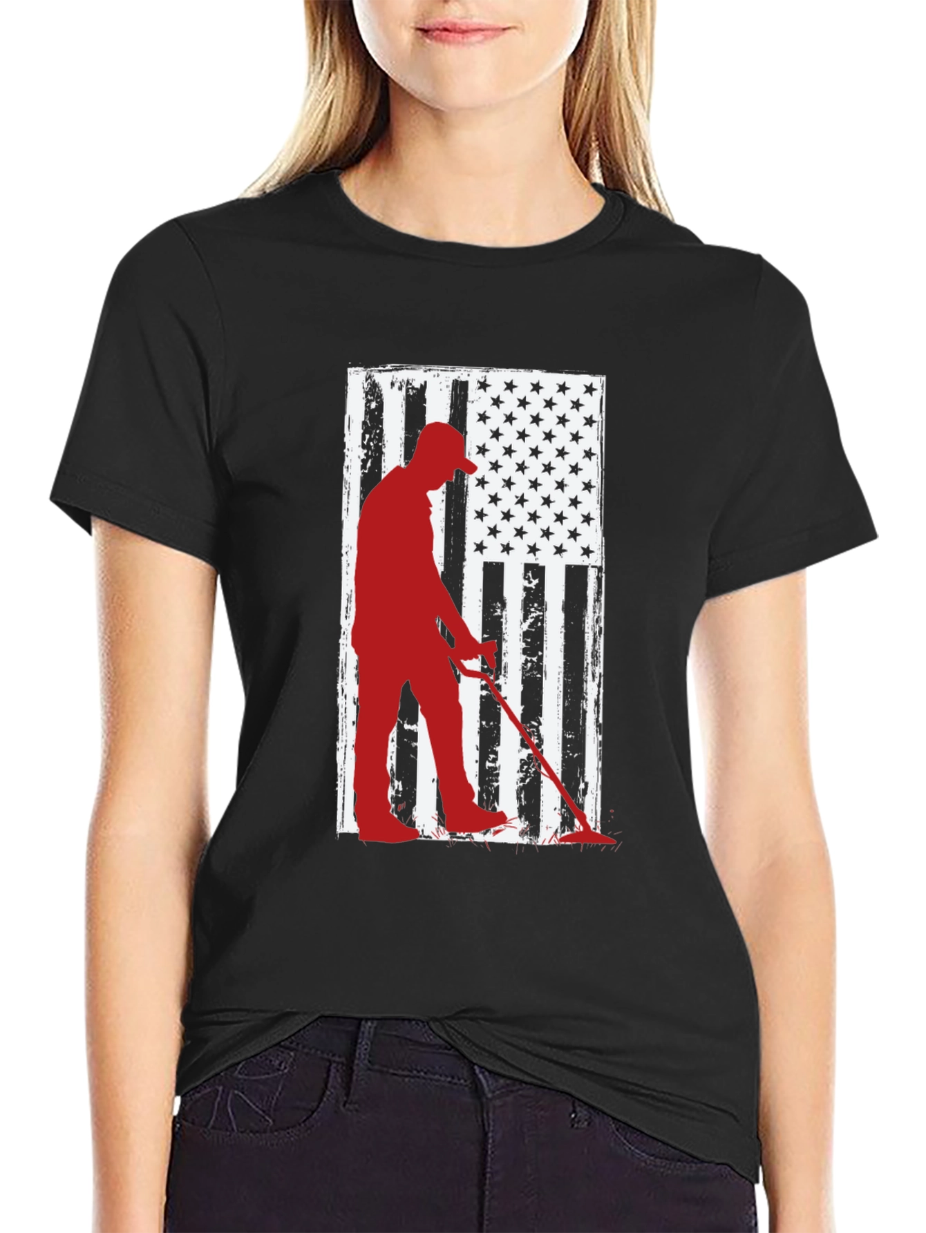 Metal Detector American Flag Graphic Tee