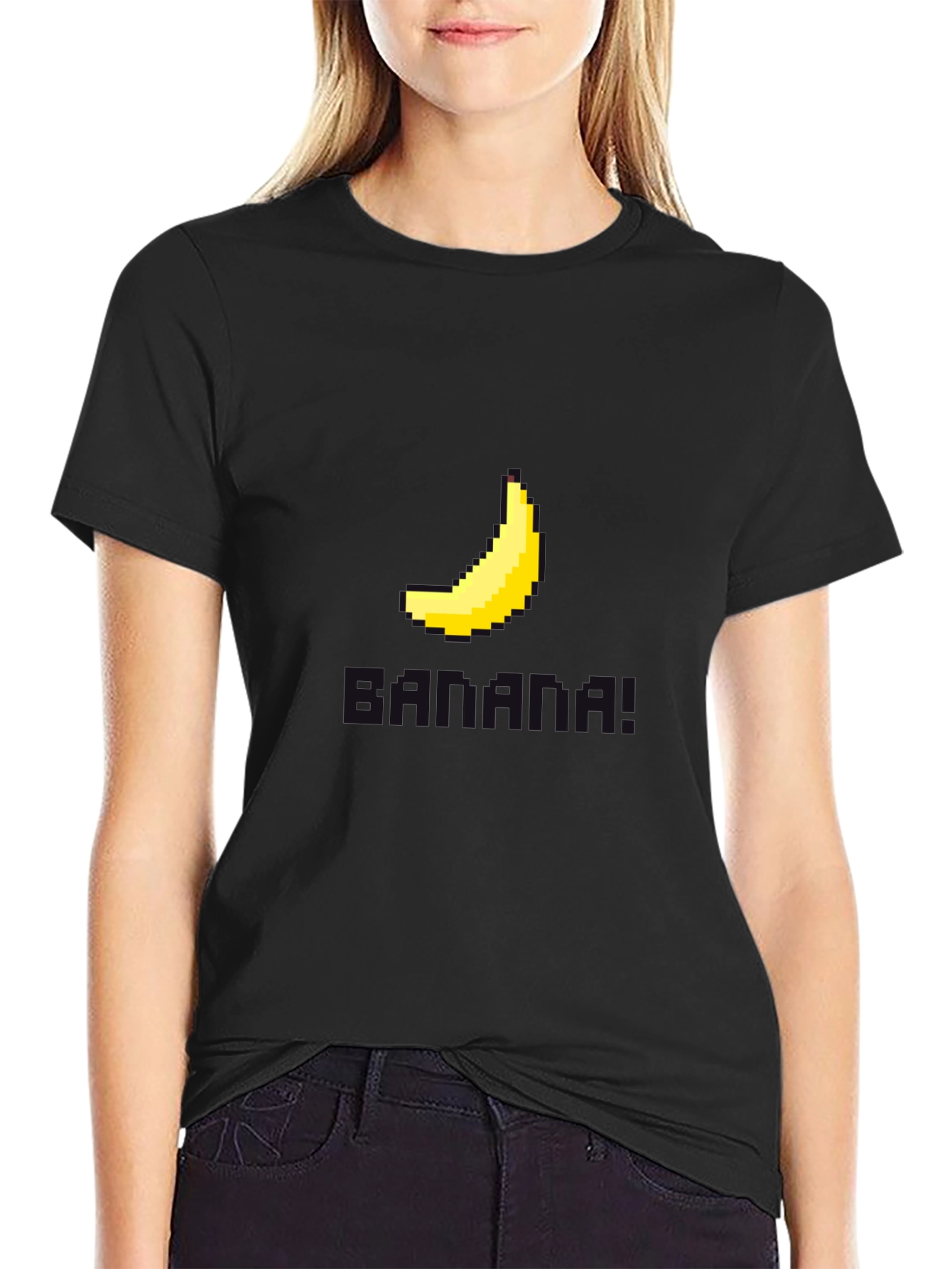 Pixel Banana Black T-Shirt - Gamer Style