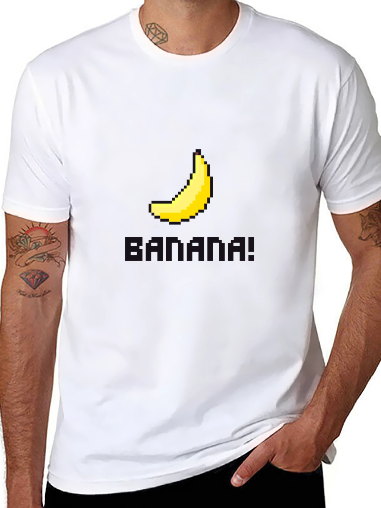 Pixel Banana Black T-Shirt - Gamer Style