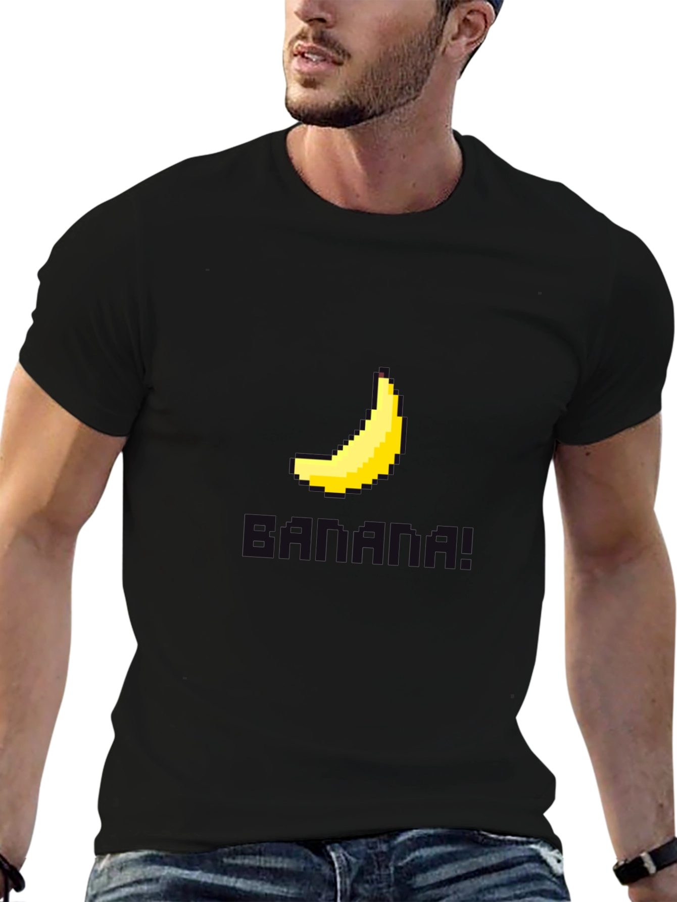 Pixel Banana Black T-Shirt - Gamer Style