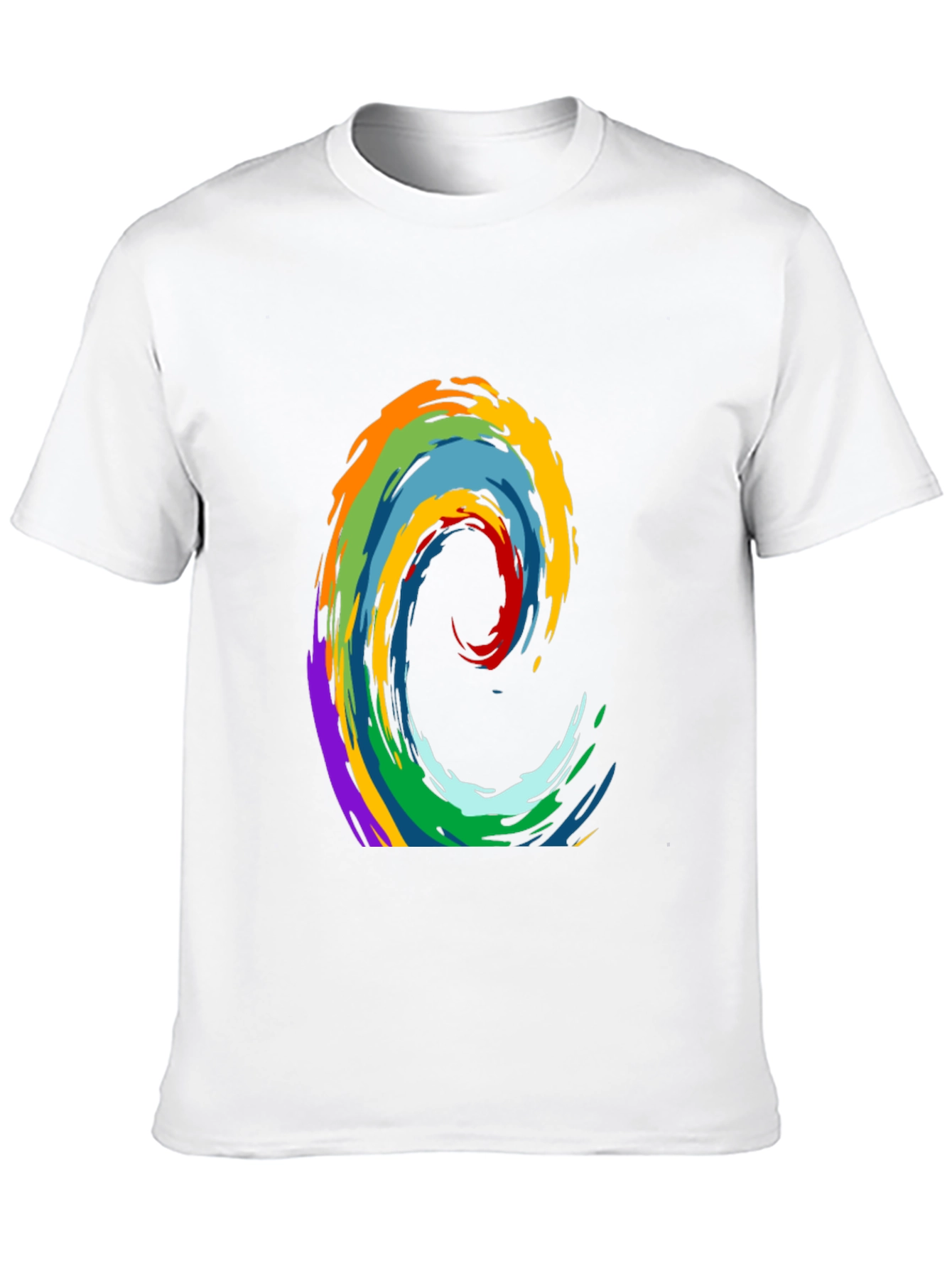 Rainbow Wave Graphic Print Black T-Shirt