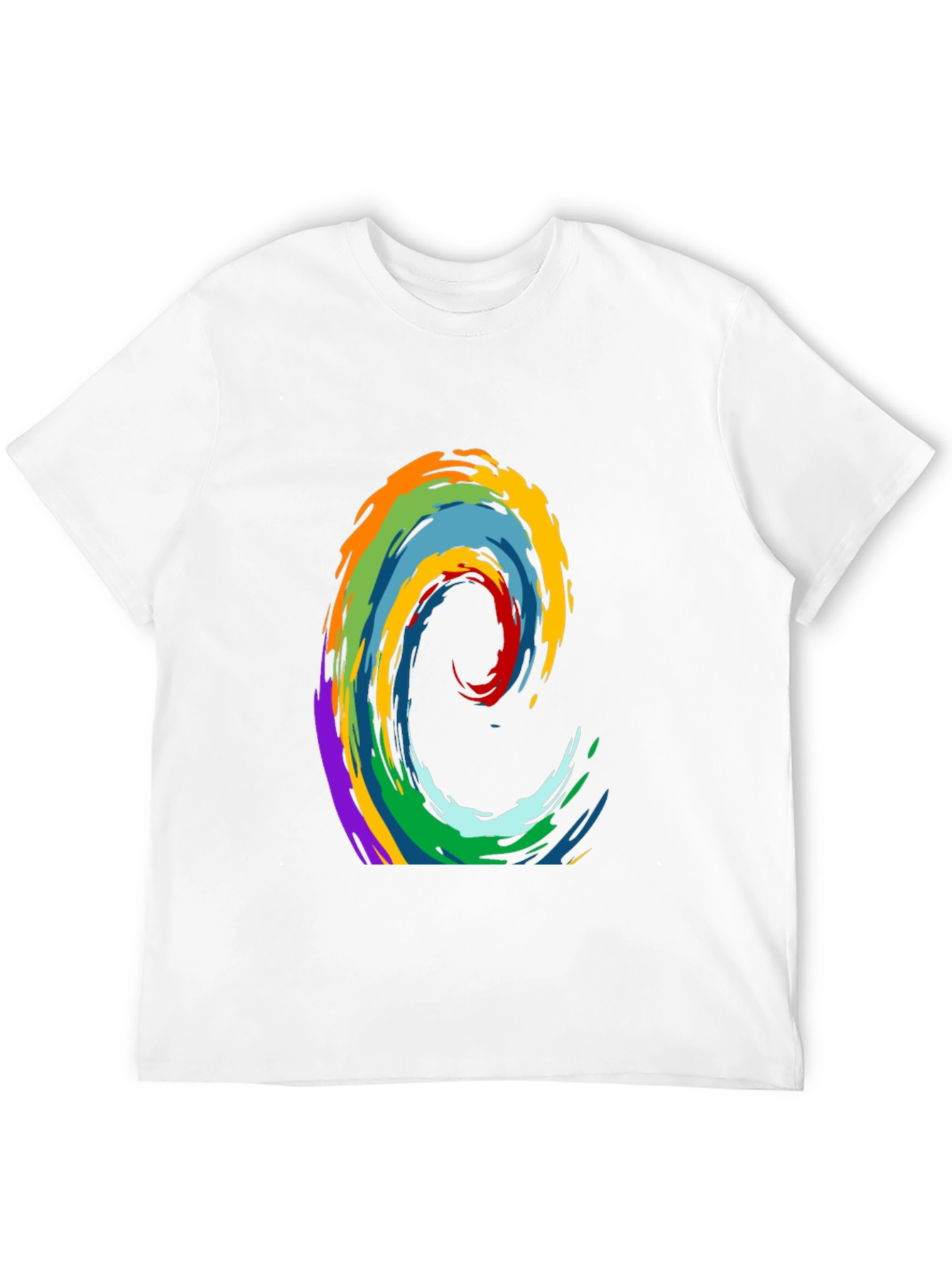 Rainbow Wave Graphic Print Black T-Shirt