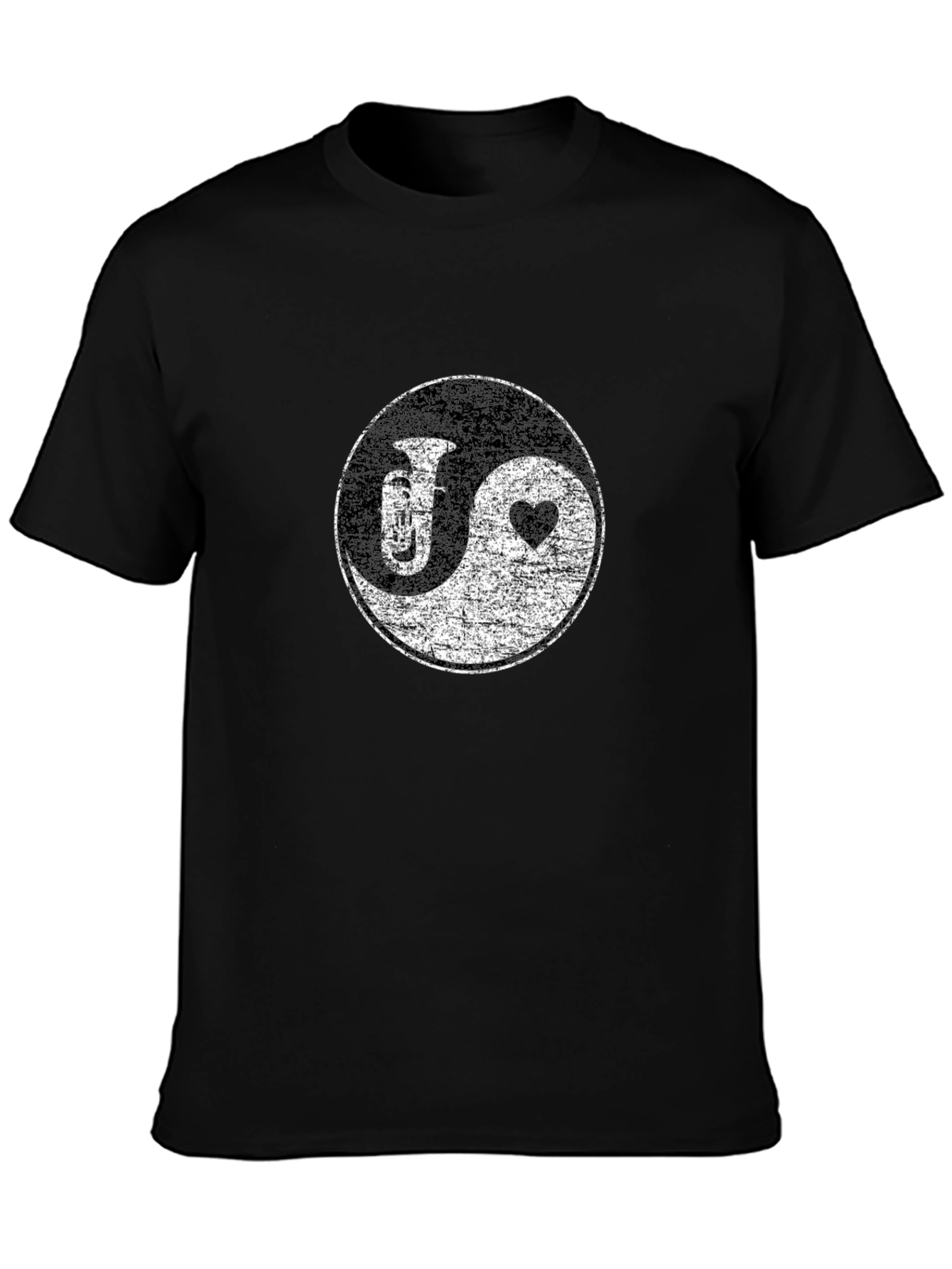 Yin Yang Tuba & Heart Graphic Tee - Black