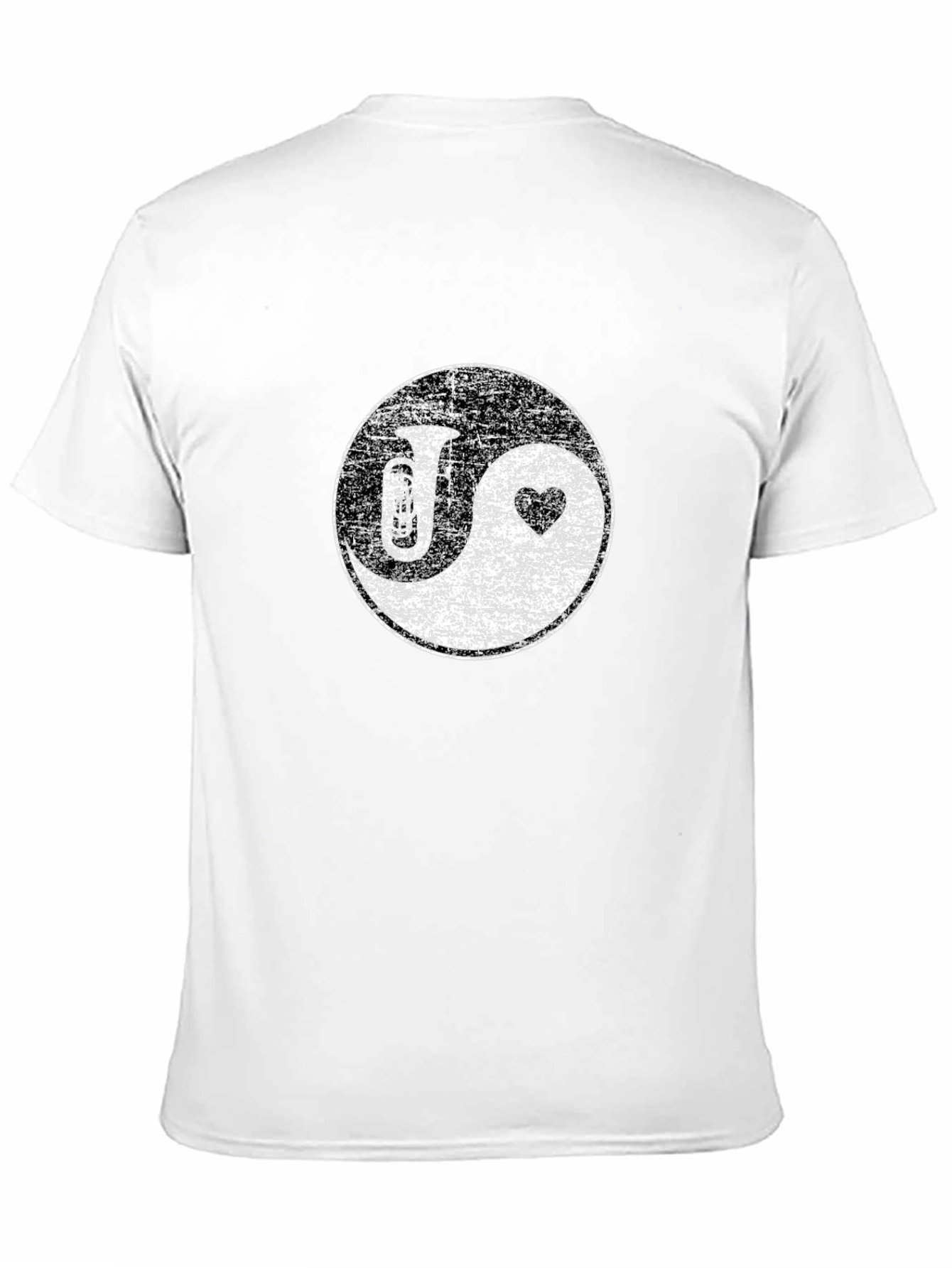 Yin Yang Tuba & Heart Graphic Tee - Black