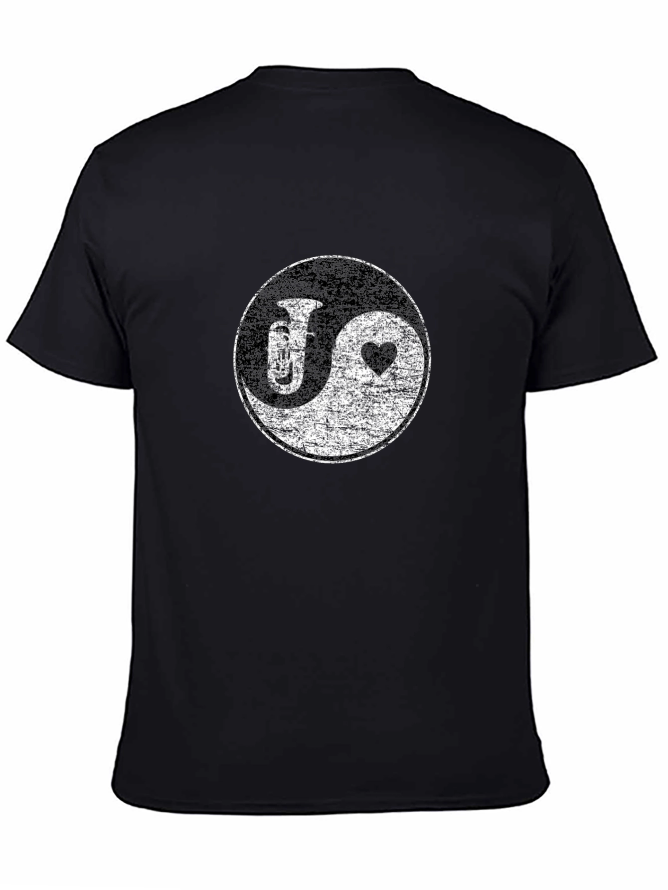 Yin Yang Tuba & Heart Graphic Tee - Black