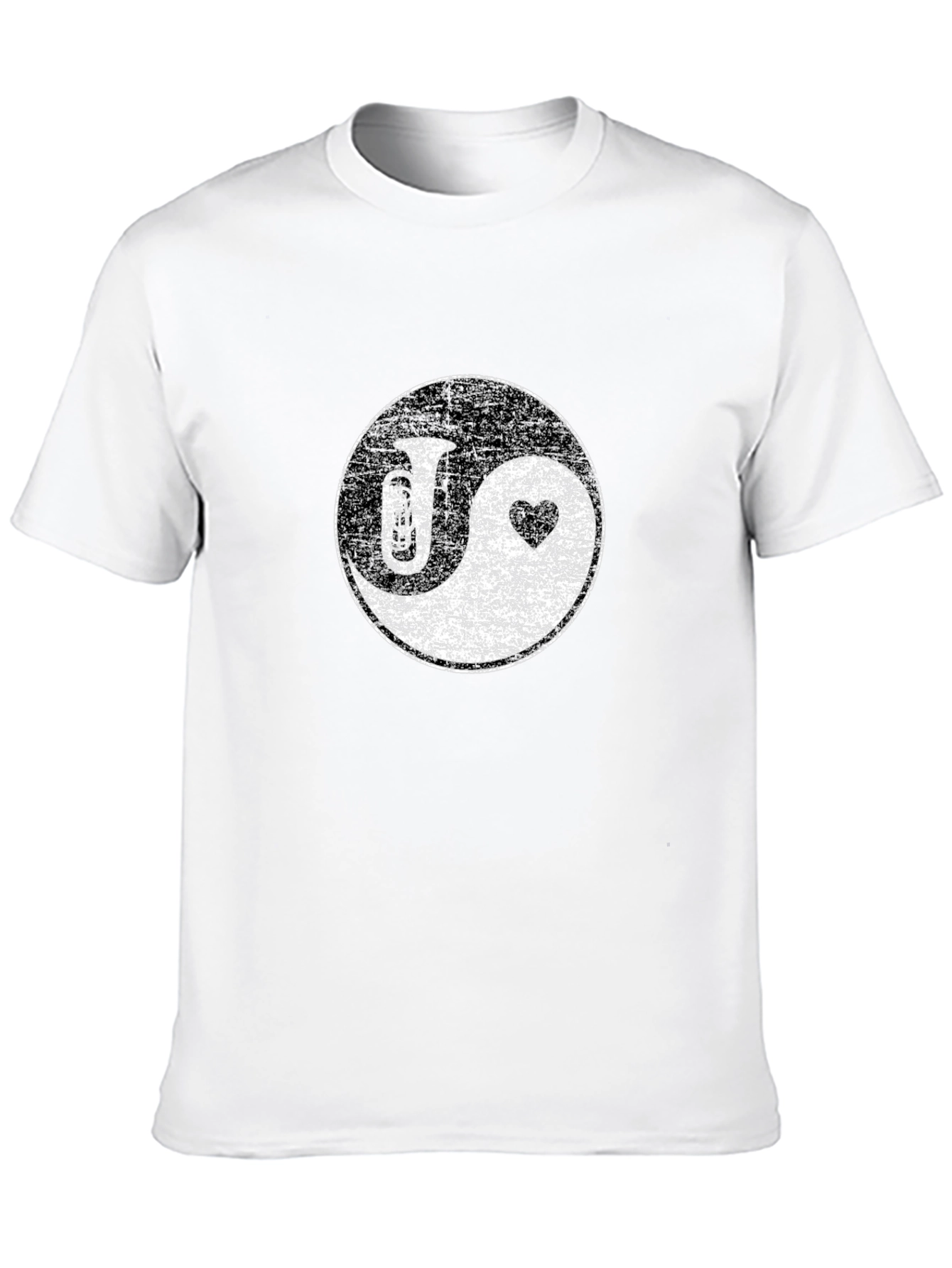 Yin Yang Tuba & Heart Graphic Tee - Black