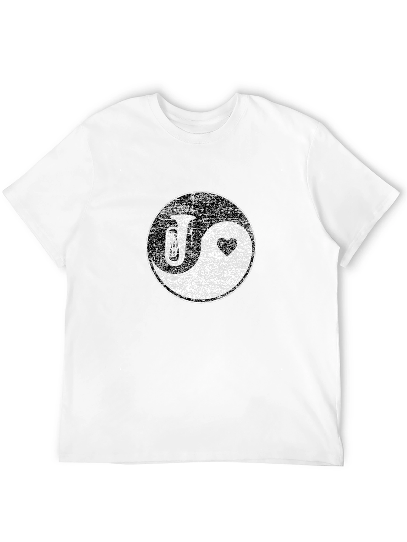 Yin Yang Tuba & Heart Graphic Tee - Black