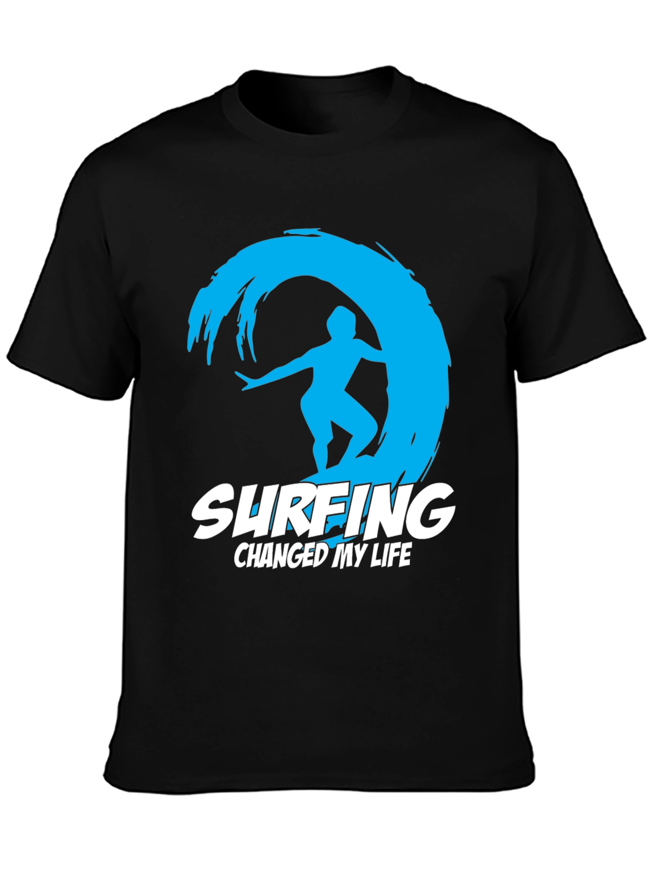 Surfing Changed My Life Black Graphic Tee