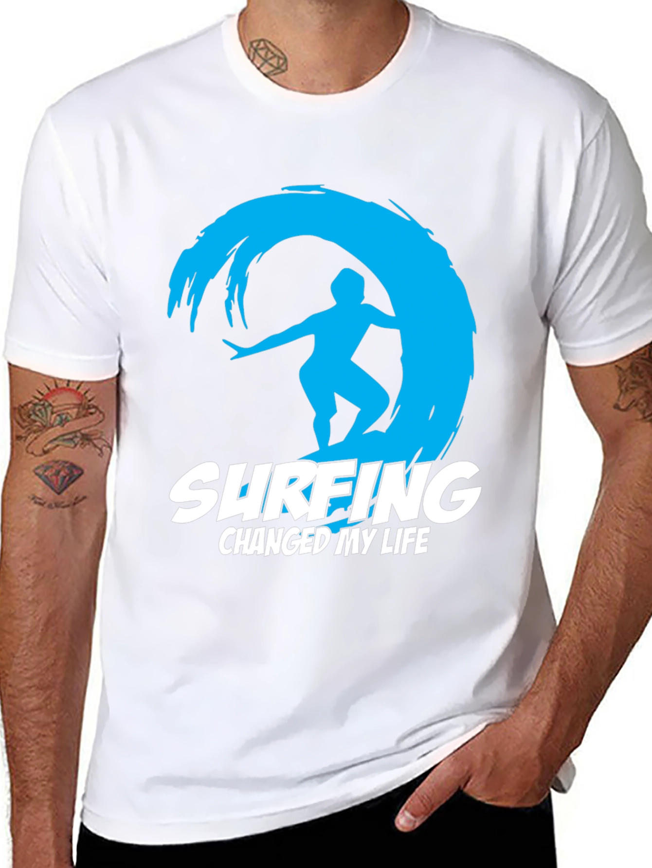 Surfing Changed My Life Black Graphic Tee