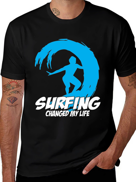 Surfing Changed My Life Black Graphic Tee