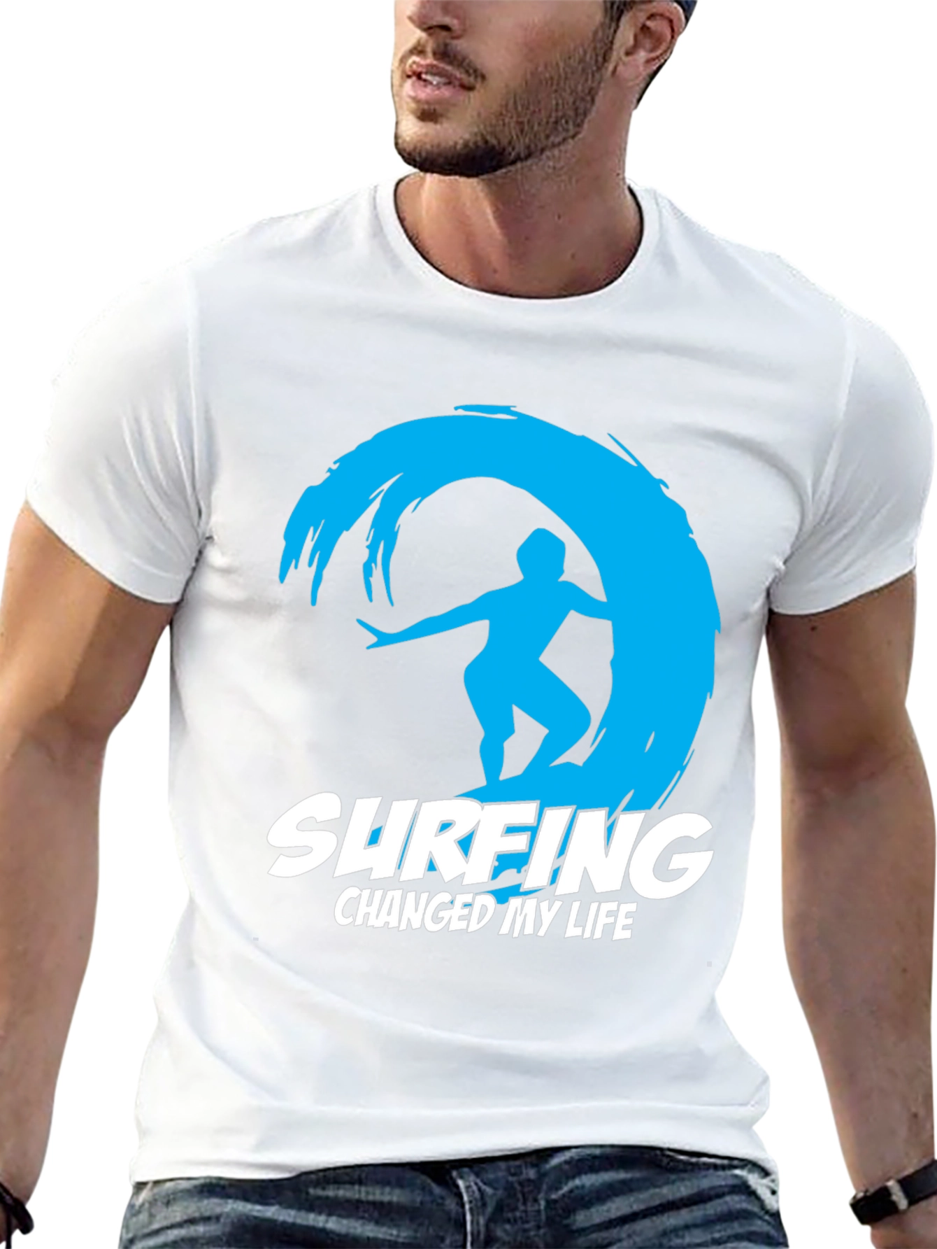 Surfing Changed My Life Black Graphic Tee