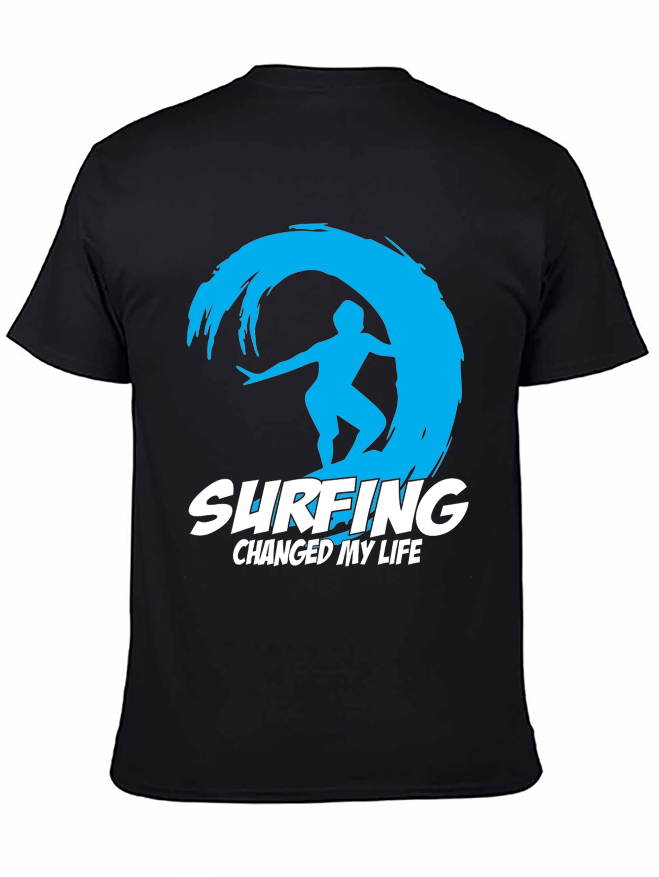 Surfing Changed My Life Black Graphic Tee