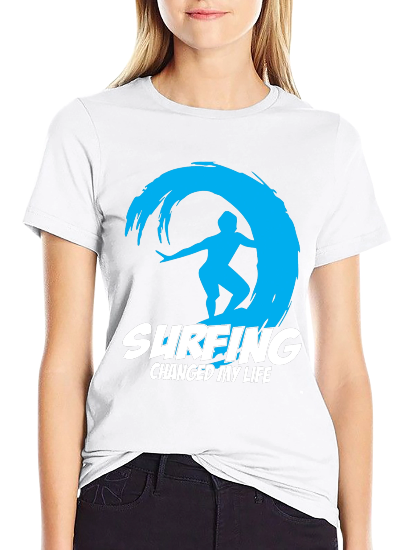 Surfing Changed My Life Black Graphic Tee
