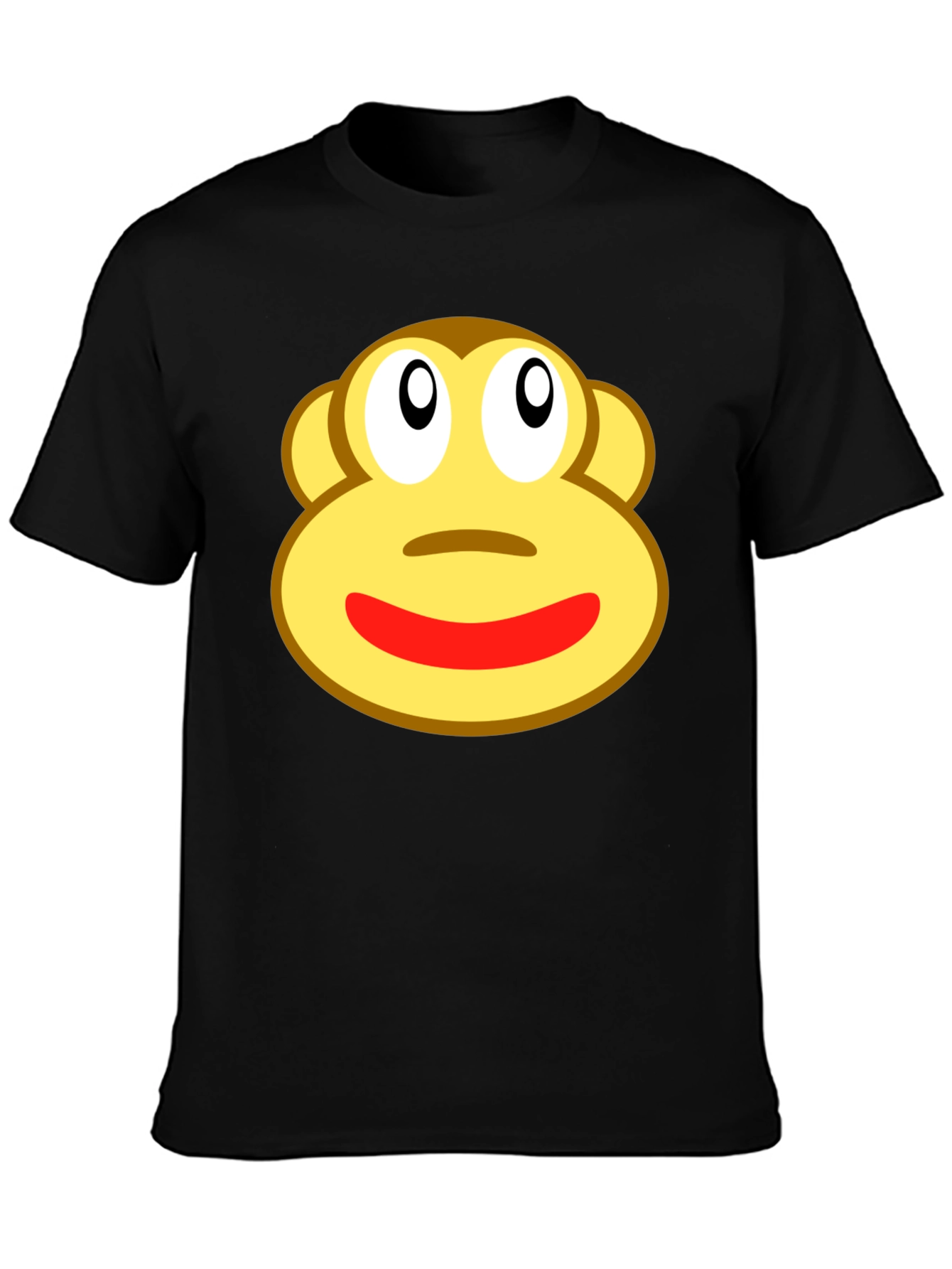 Funny Sock Monkey Face Graphic Black T-Shirt