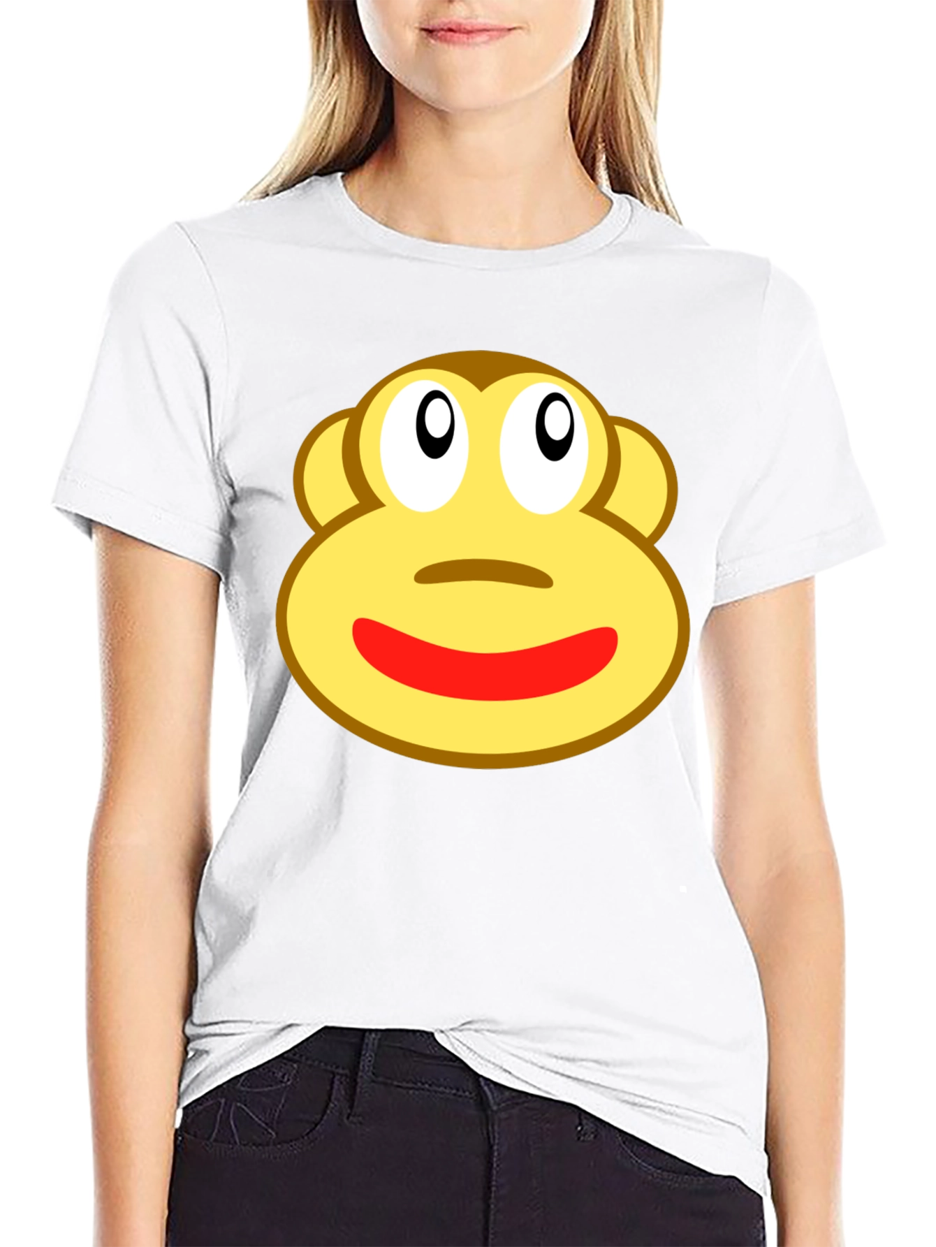 Funny Sock Monkey Face Graphic Black T-Shirt