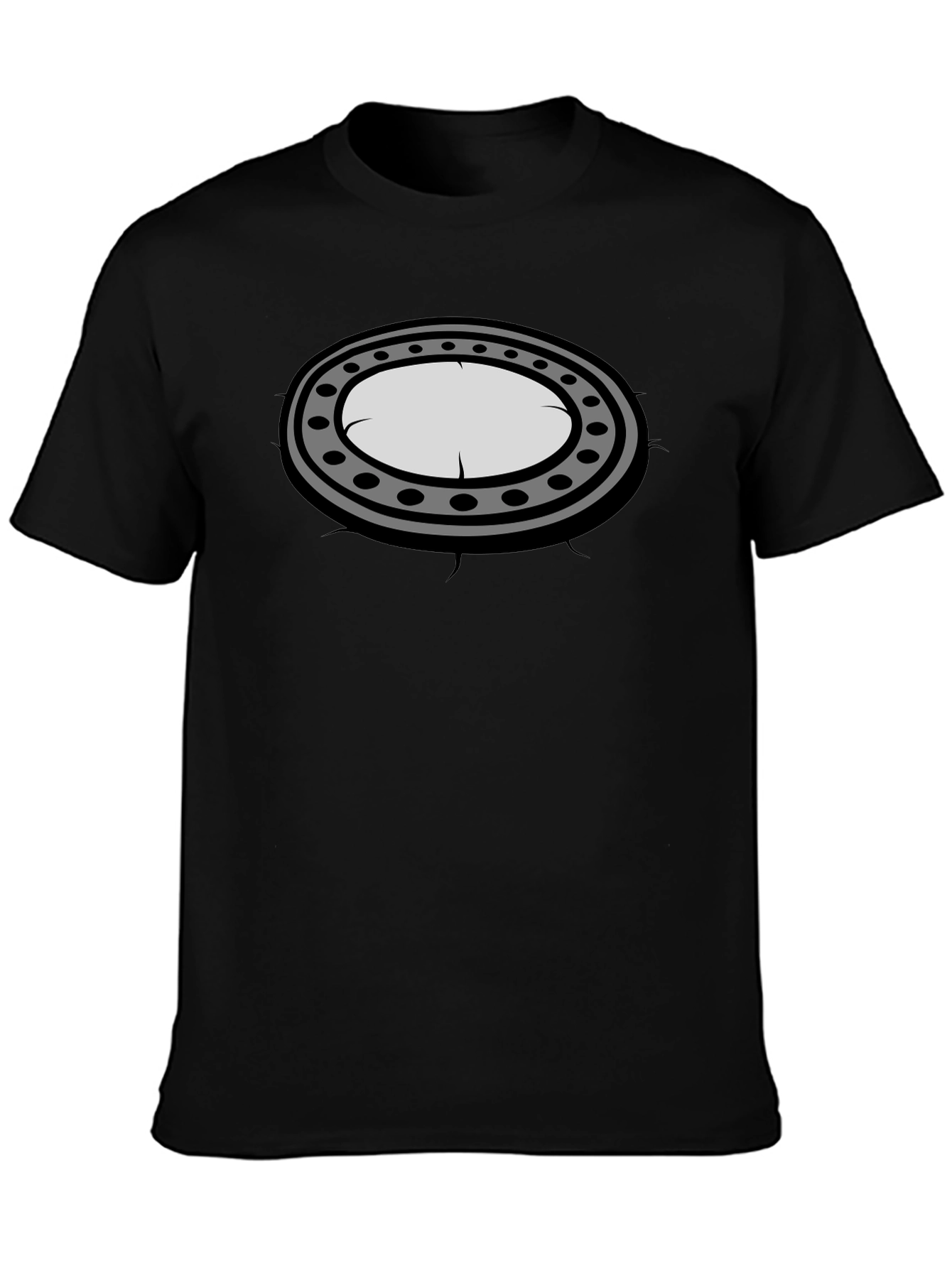 Black Graphic Tee - Oval Porthole Design