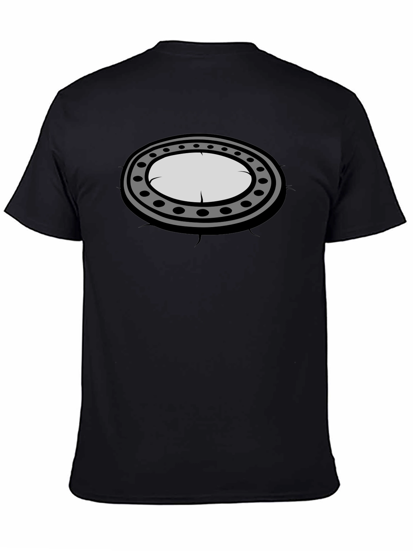 Black Graphic Tee - Oval Porthole Design