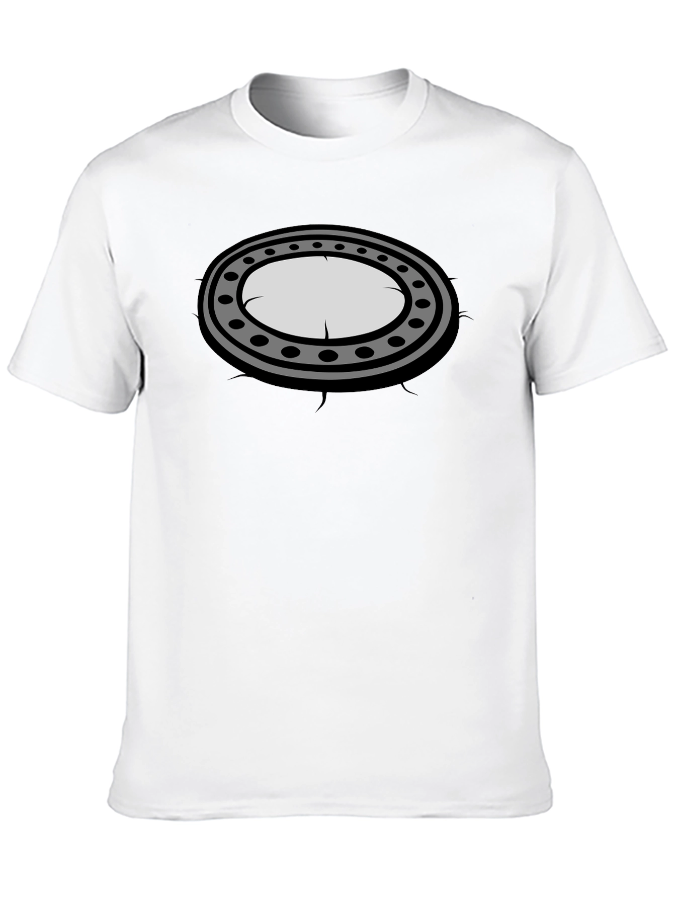 Black Graphic Tee - Oval Porthole Design