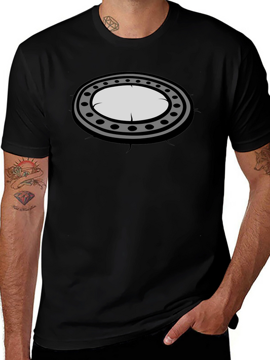 Black Graphic Tee - Oval Porthole Design