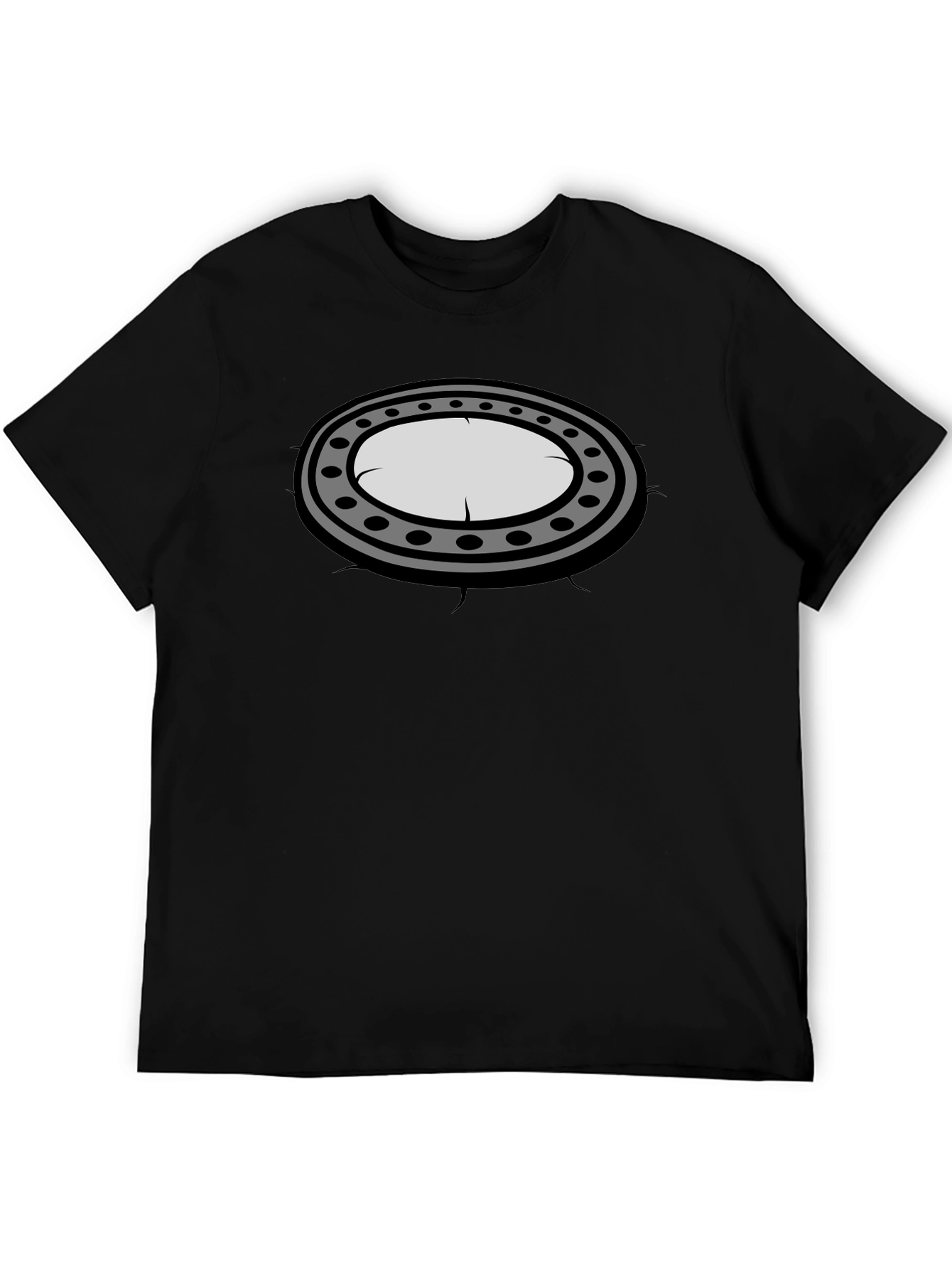 Black Graphic Tee - Oval Porthole Design