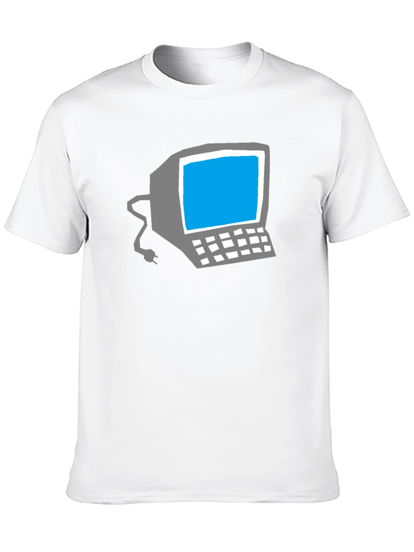 Retro Computer Graphic Tee - Black Cotton T-Shirt