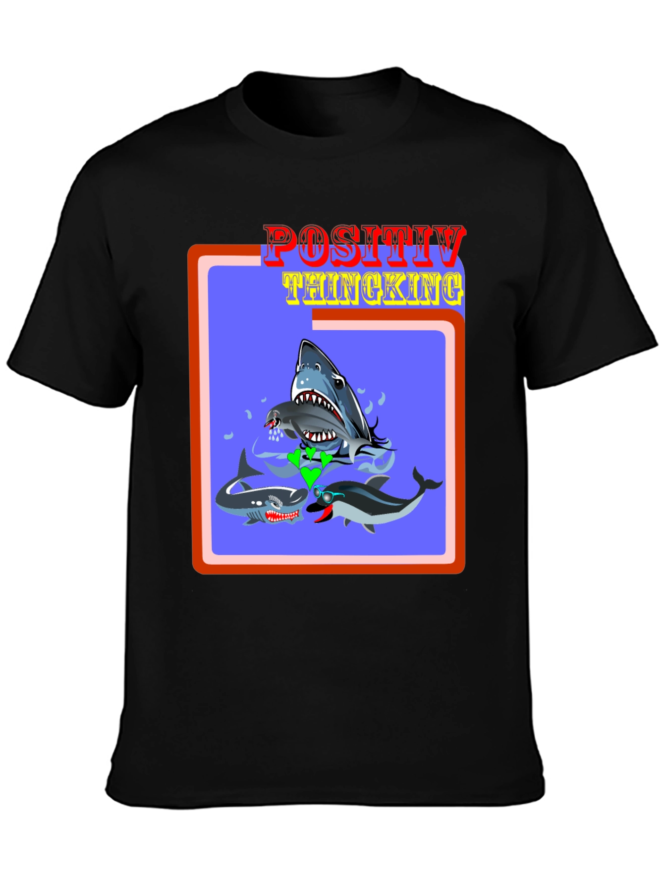 Positive Thinking Shark & Dolphin Graphic Tee