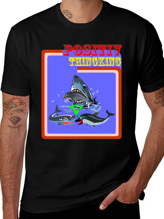 Positive Thinking Shark & Dolphin Graphic Tee