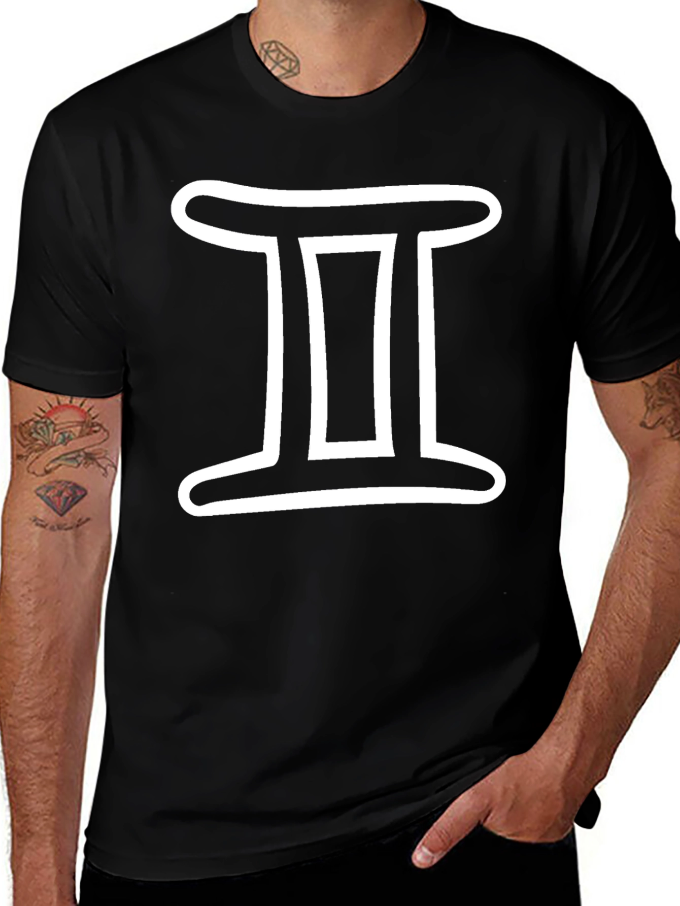 Gemini Zodiac Sign Graphic Tee - Stylish Black T-Shirt