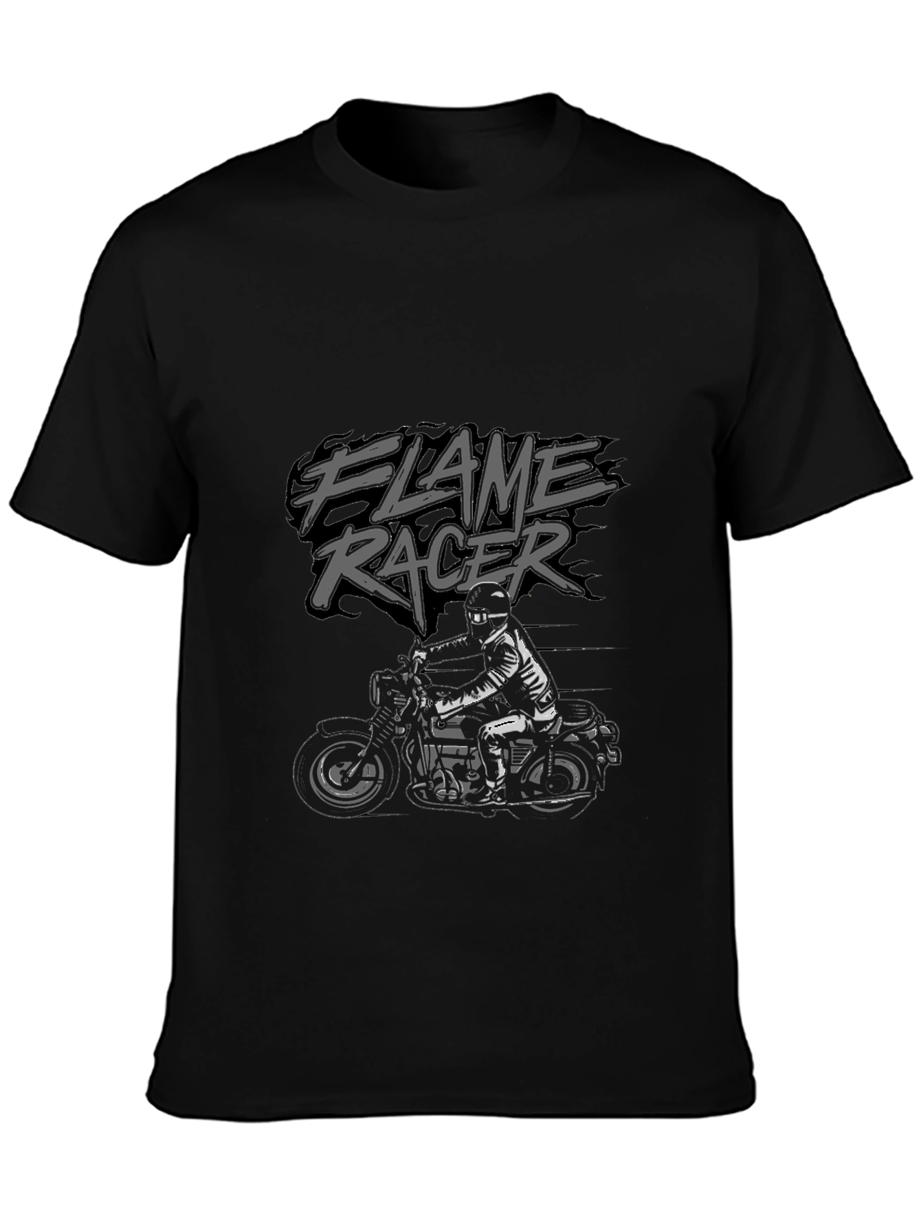 Flame Racer Black T-Shirt - Motorcycle Graphic Tee