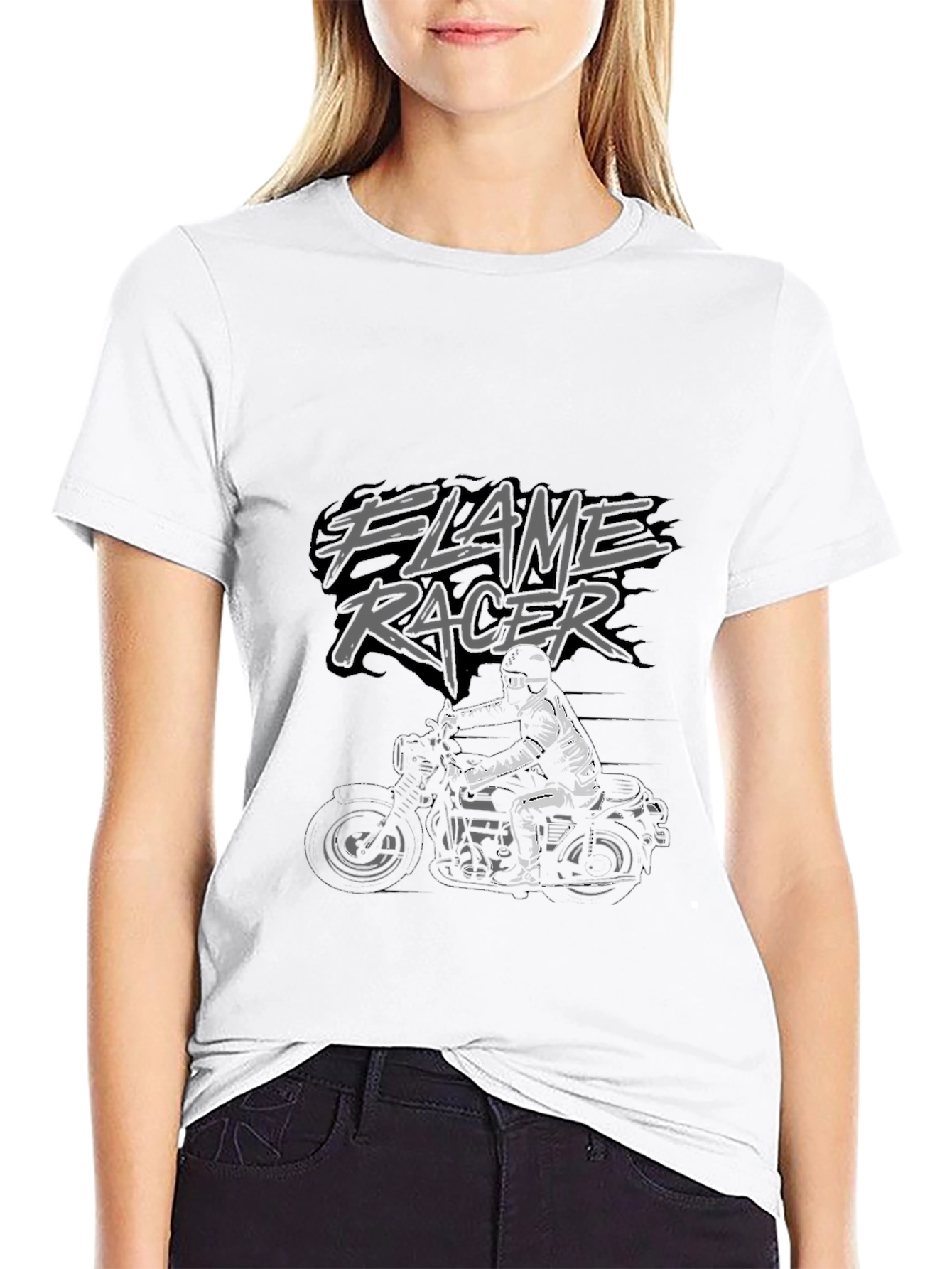Flame Racer Black T-Shirt - Motorcycle Graphic Tee