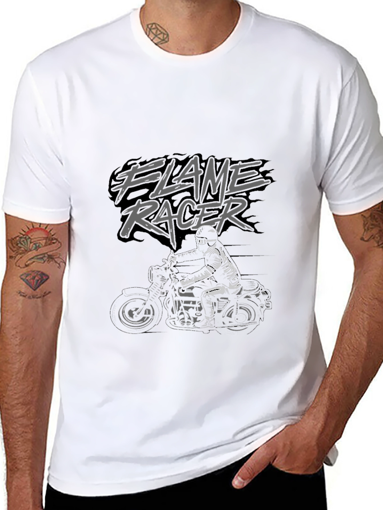 Flame Racer Black T-Shirt - Motorcycle Graphic Tee
