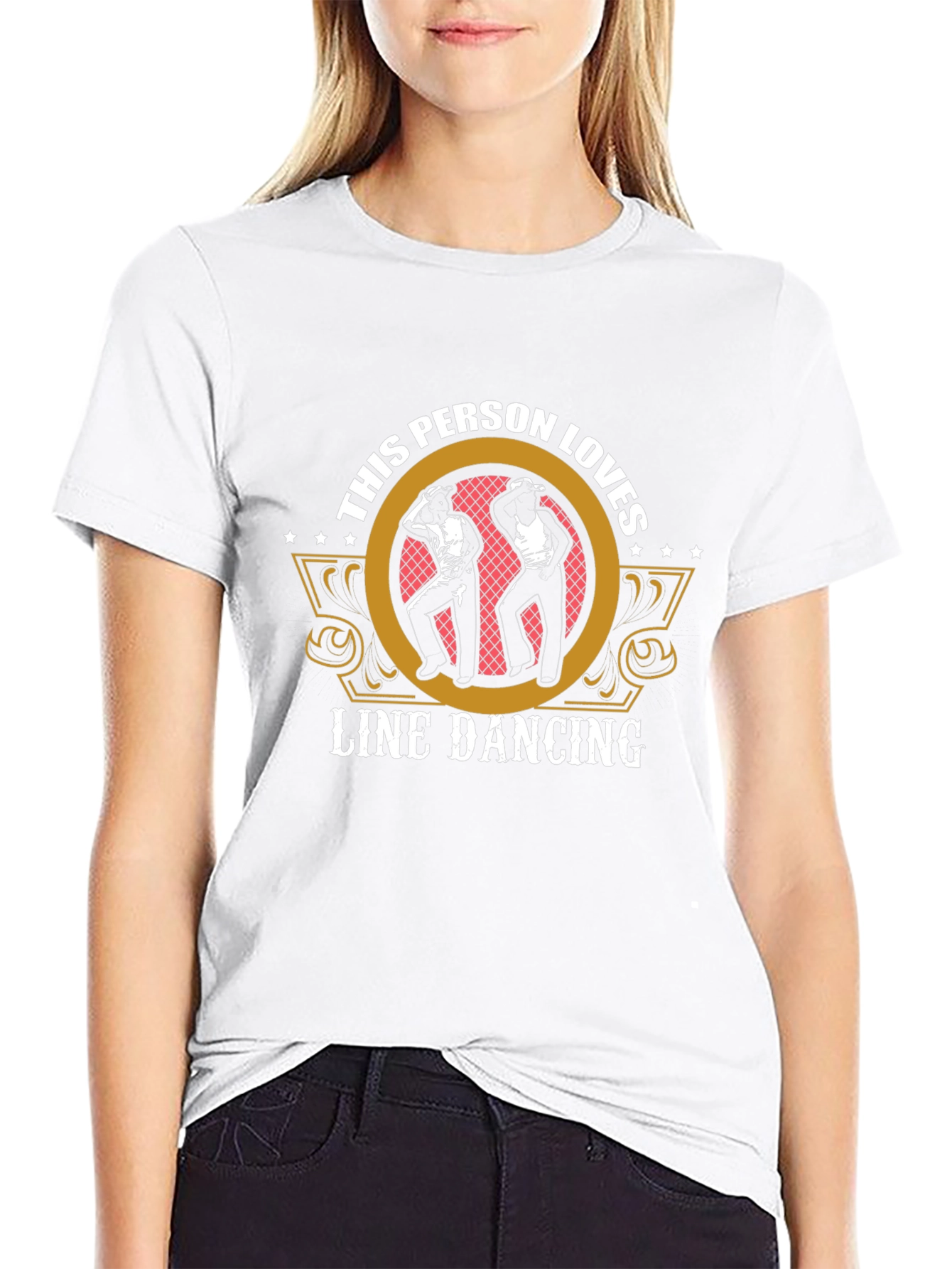 Line Dancing Enthusiast Graphic Tee - Black